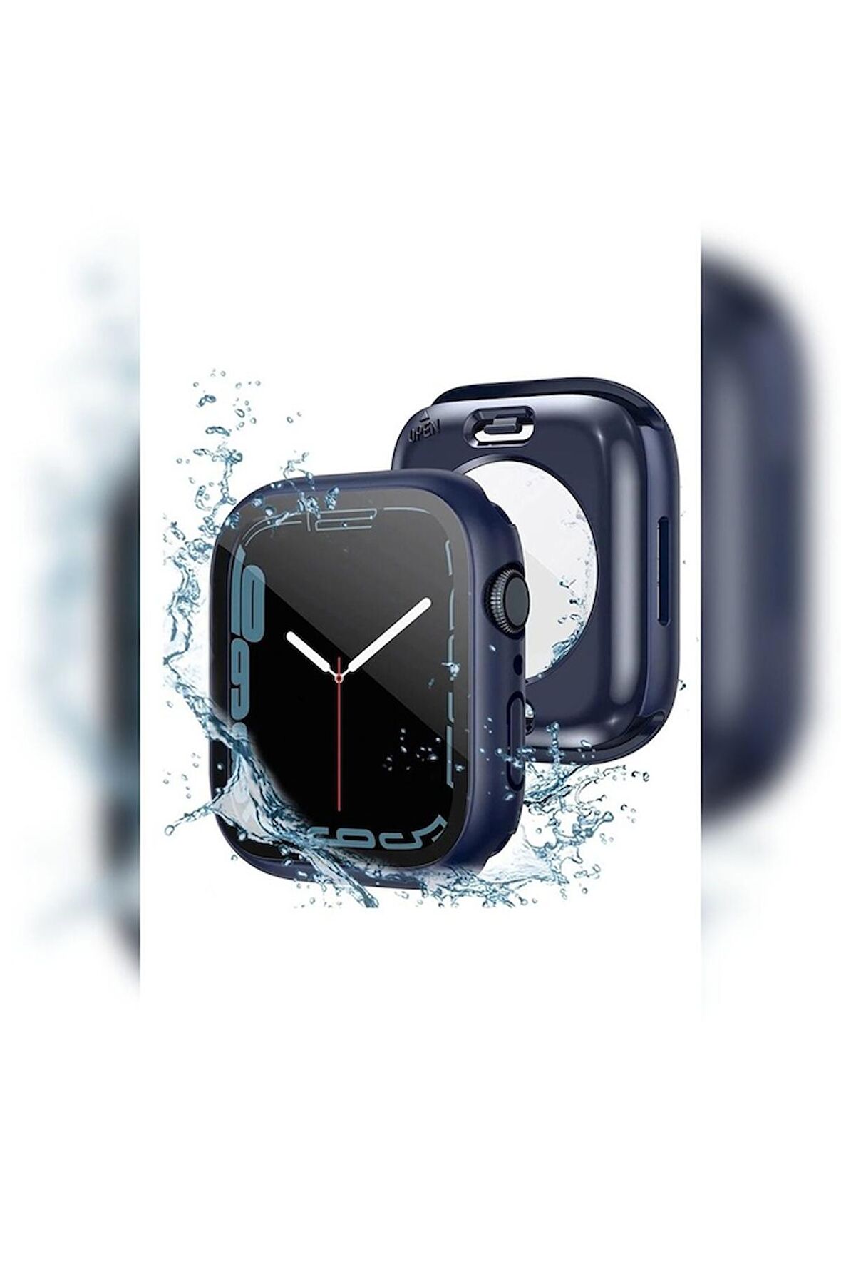 Apple Watch 45 Mm Uyumlu Kasa Ve Ekran Koruyucu Su Geçirmez 360 Tam Koruma Sert Pc Kapak Lacivert