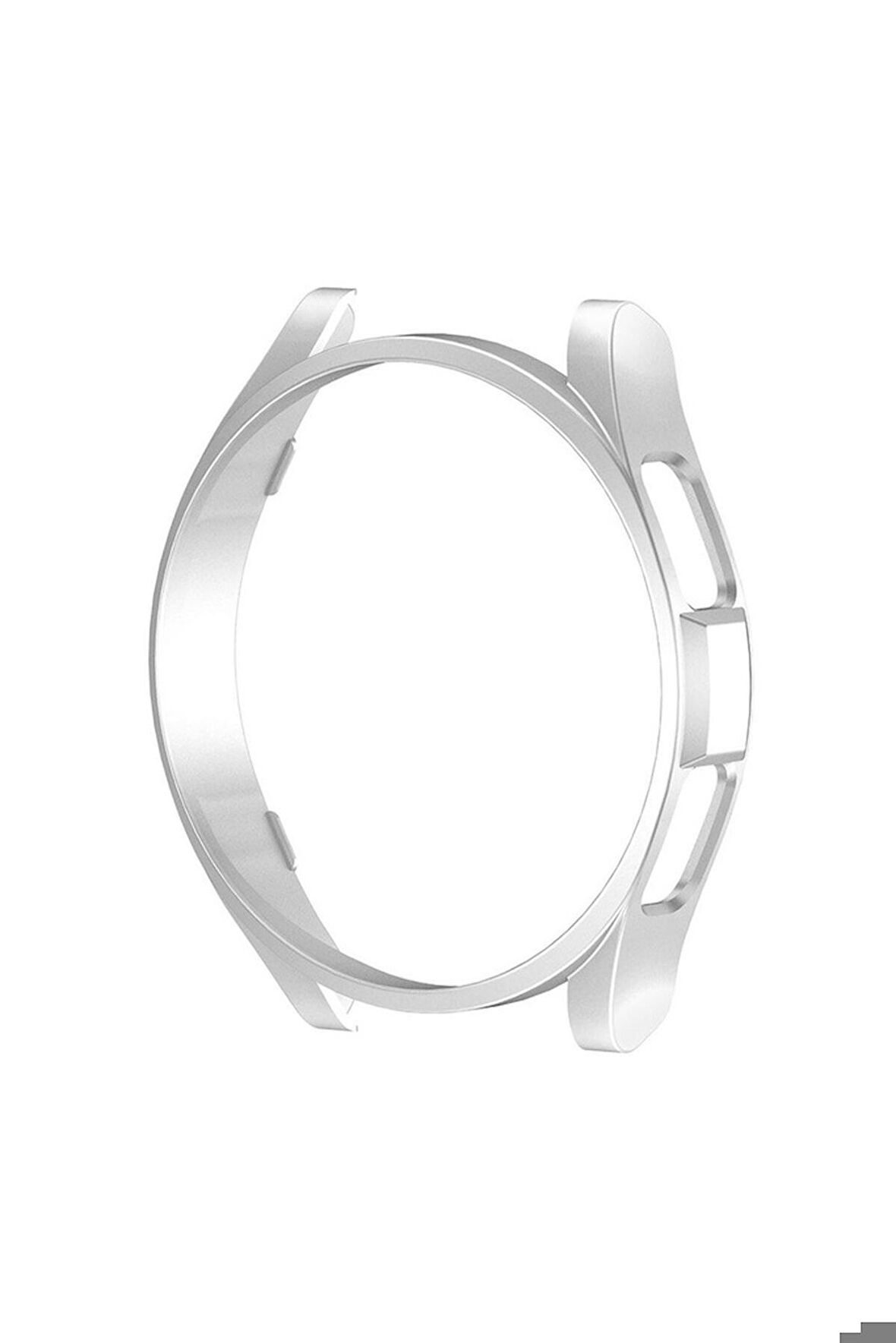 Samsung Galaxy Watch 6 Classic 47 Mm Uyumlu Sert PC Kasa Koruyucu Darbeye Dayanıklı Koruyucu Gard 28 Gümüş