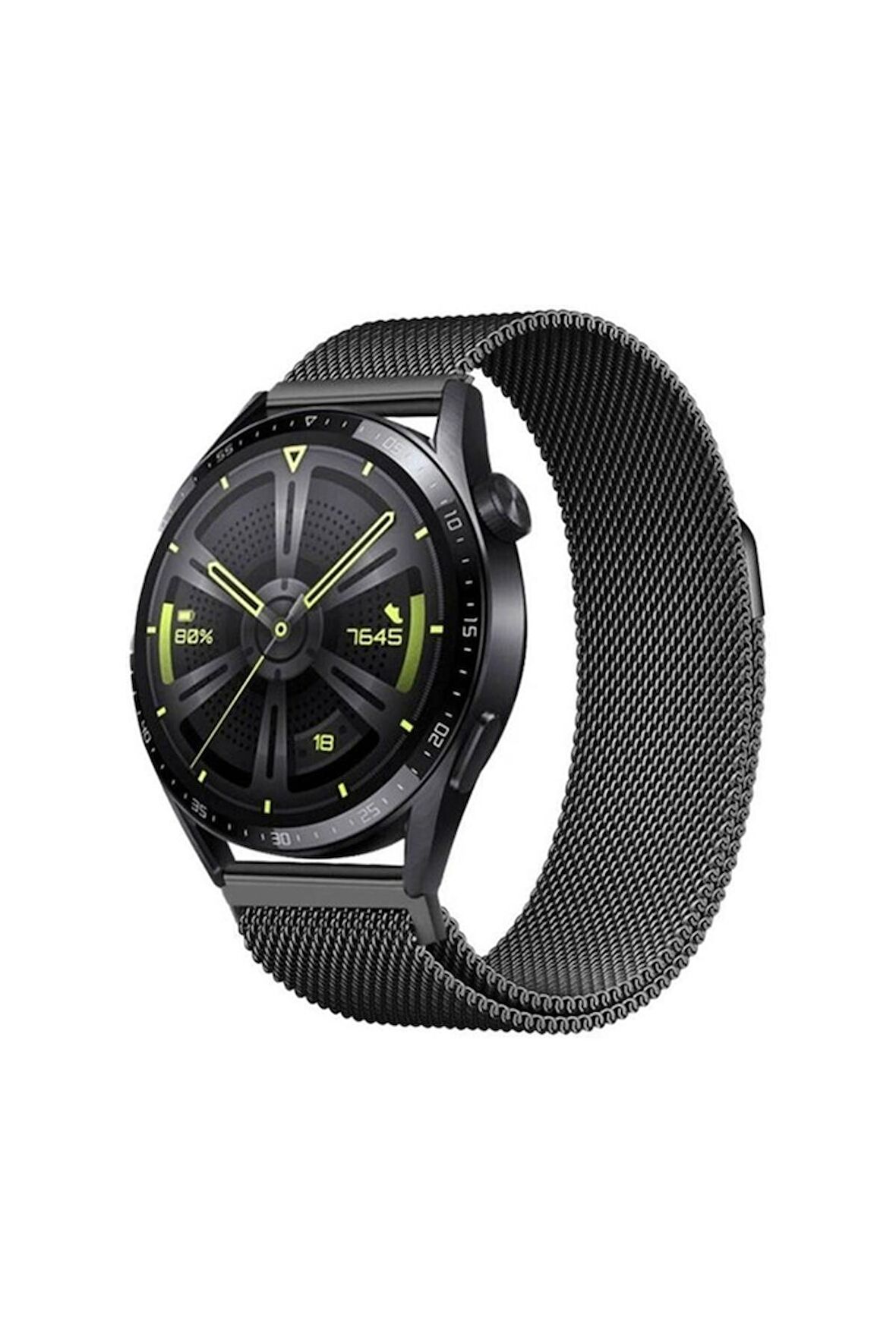 Honor Magic 2 46mm Zore Band-12 22mm Metal Hasır Kordon Siyah
