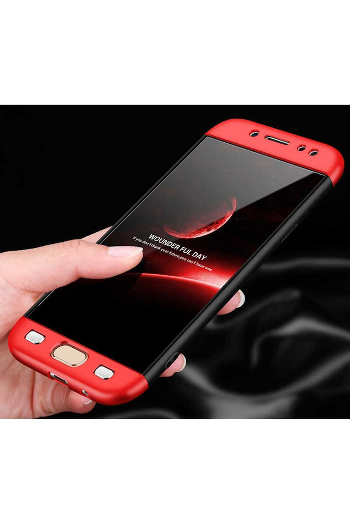 Samsung Galaxy J5 Pro Uyumlu Kılıf Zore Ays Kapak Siyah-Kırmızı