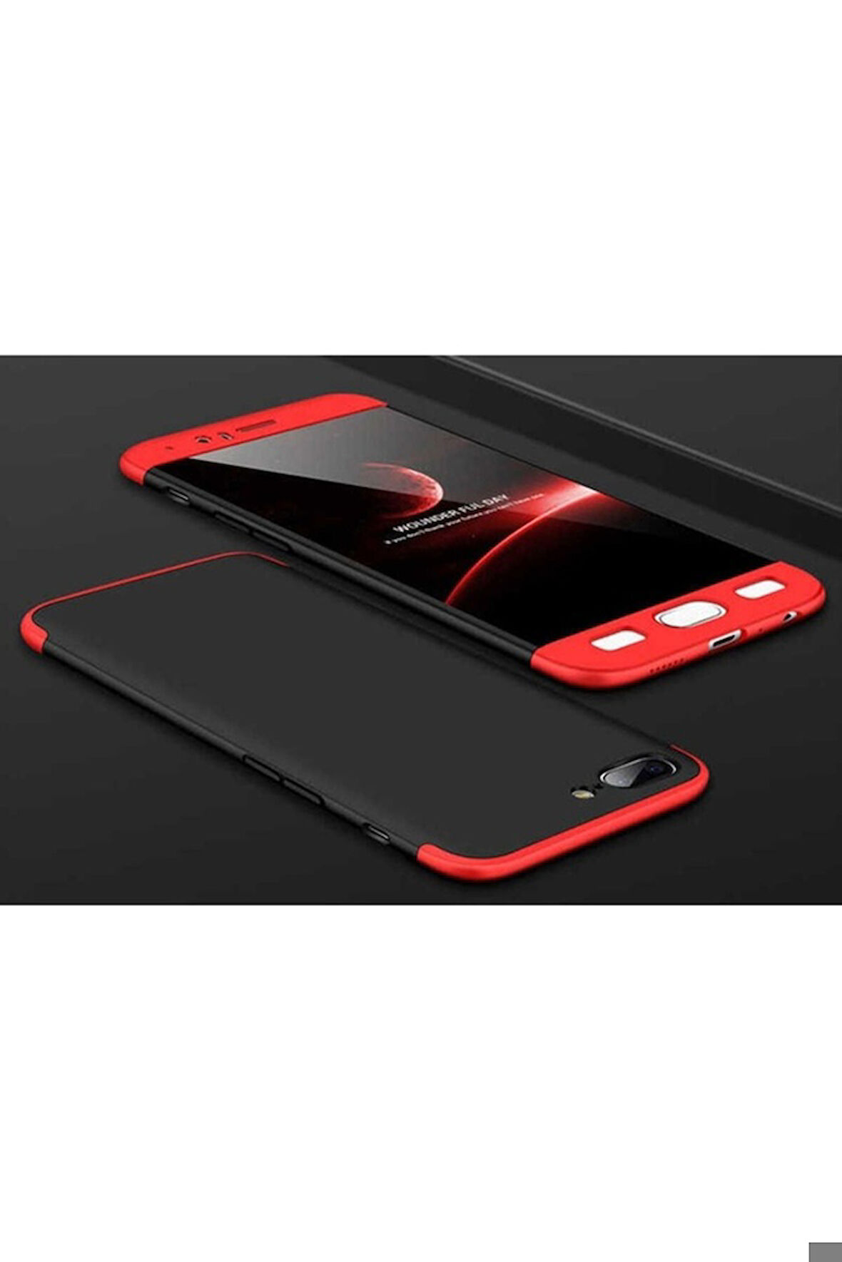 OnePlus 5 Uyumlu Kılıf Zore Ays Kapak Siyah-Kırmızı
