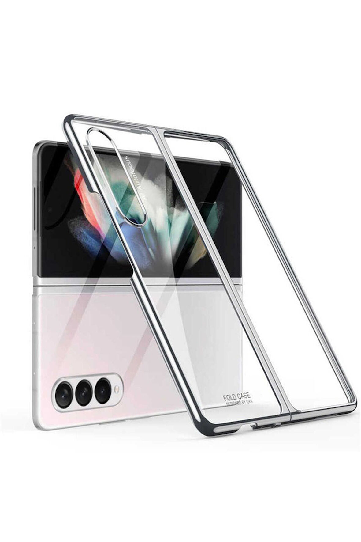 Samsung Galaxy Z Fold 3 Uyumlu Kılıf Zore Kıpta Kapak Gümüş