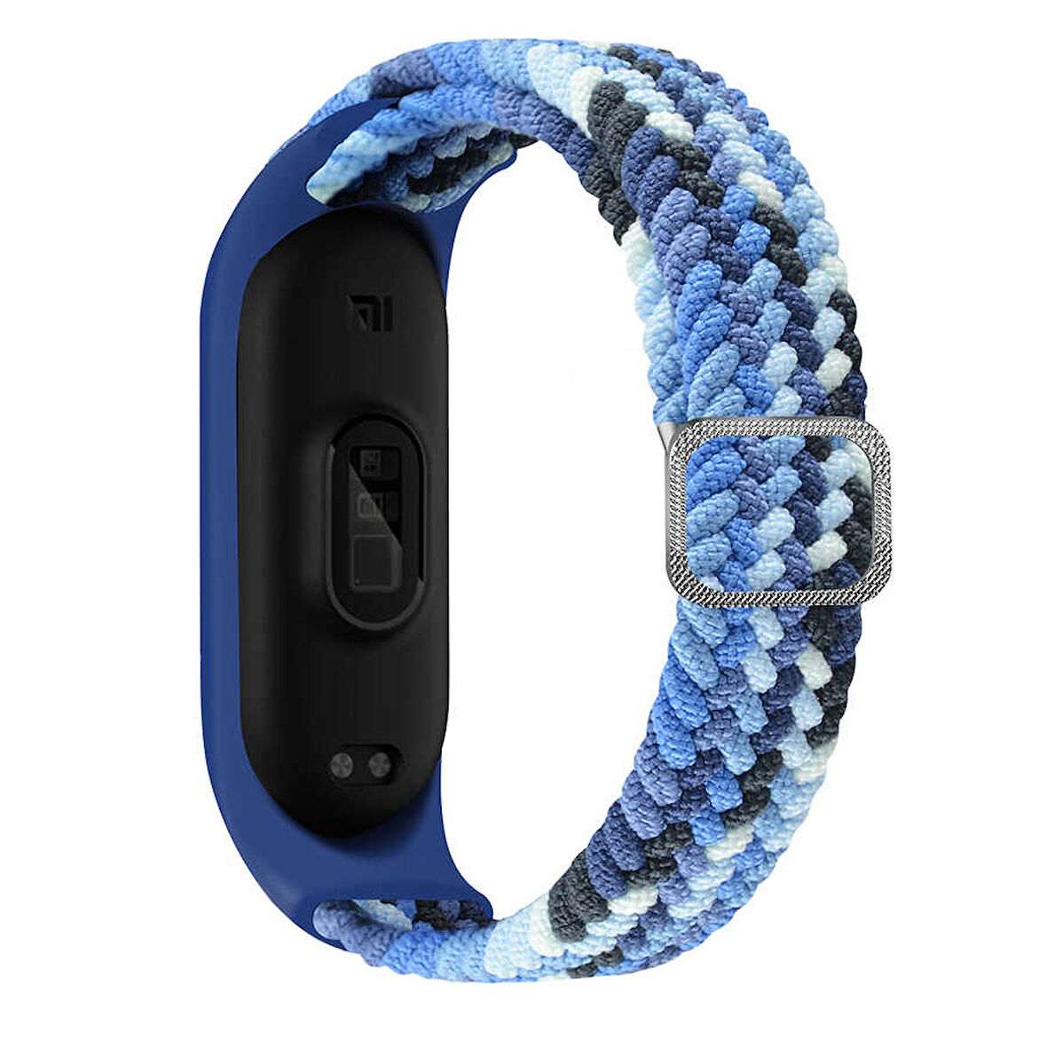 Xiaomi Mi Band 3 Uyumlu Kordon Örgü İşlemeli Yumuşak Hasır KRD-49 Kayış Briliant blue