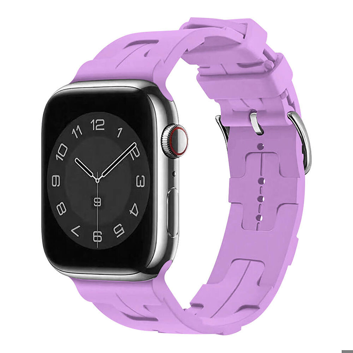 Apple Watch 38mm Uyumlu Kordon Silikon Yumuşak Esnek Metal Klipsli KRD-92 Kayış Lila