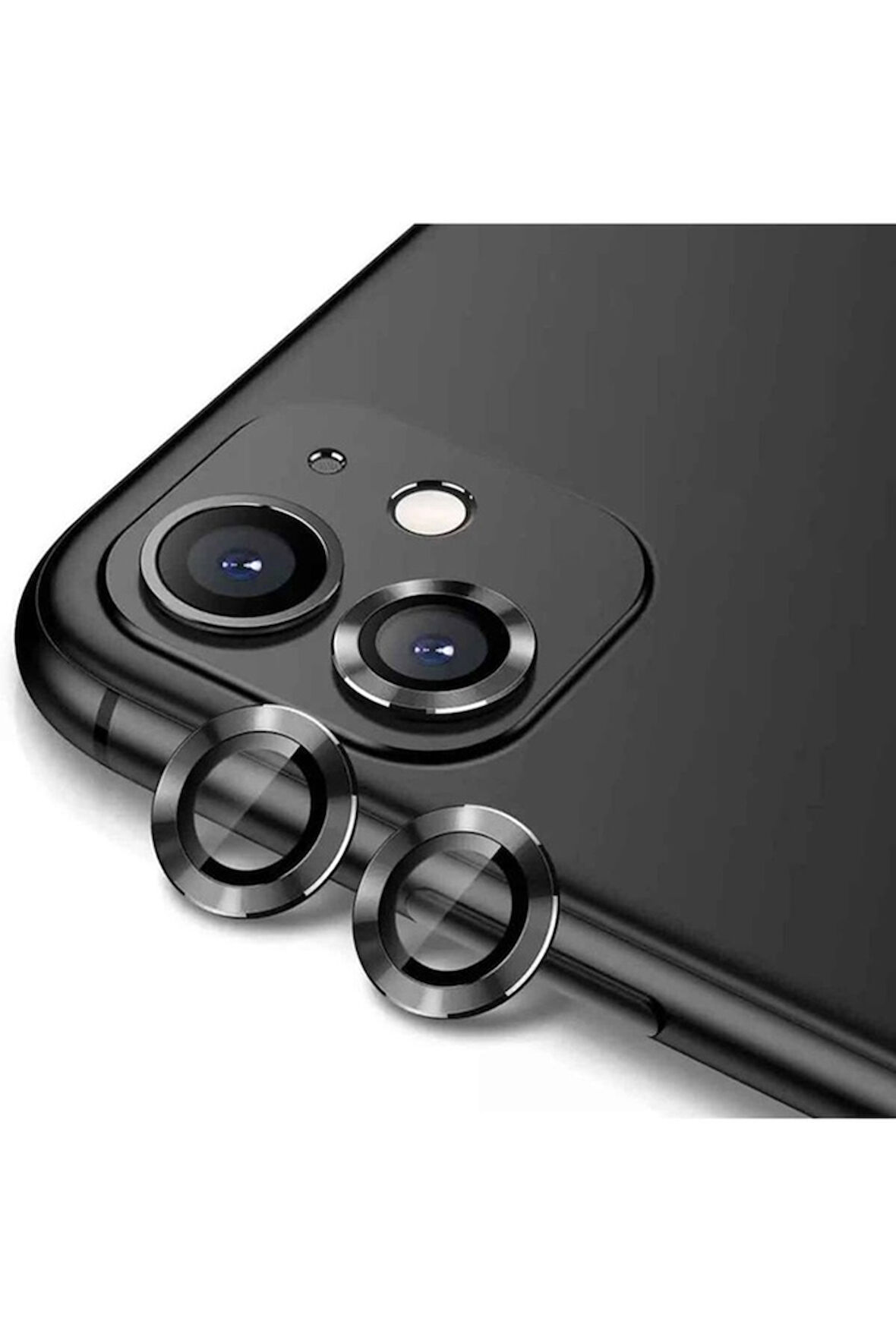 Apple iPhone 12 Uyumlu Zore CL-12 Premium Safir Parmak İzi Bırakmayan Anti-Reflective Kamera Lens Koruyucu Siyah