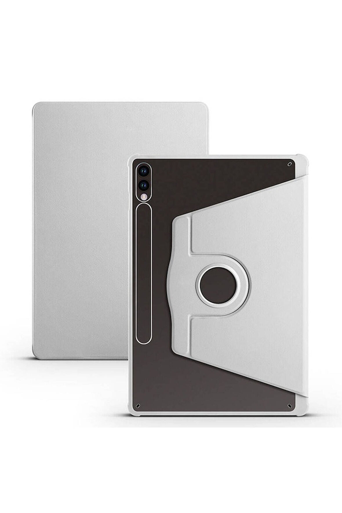 Samsung Galaxy Tab S9 Plus Uyumlu Kılıf Zore Termik Kalem Bölmeli Dönebilen Standlı Kılıf Gri