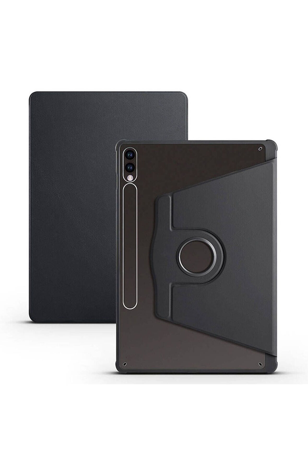 Samsung Galaxy Tab S9 Plus Uyumlu Kılıf Zore Termik Kalem Bölmeli Dönebilen Standlı Kılıf Siyah