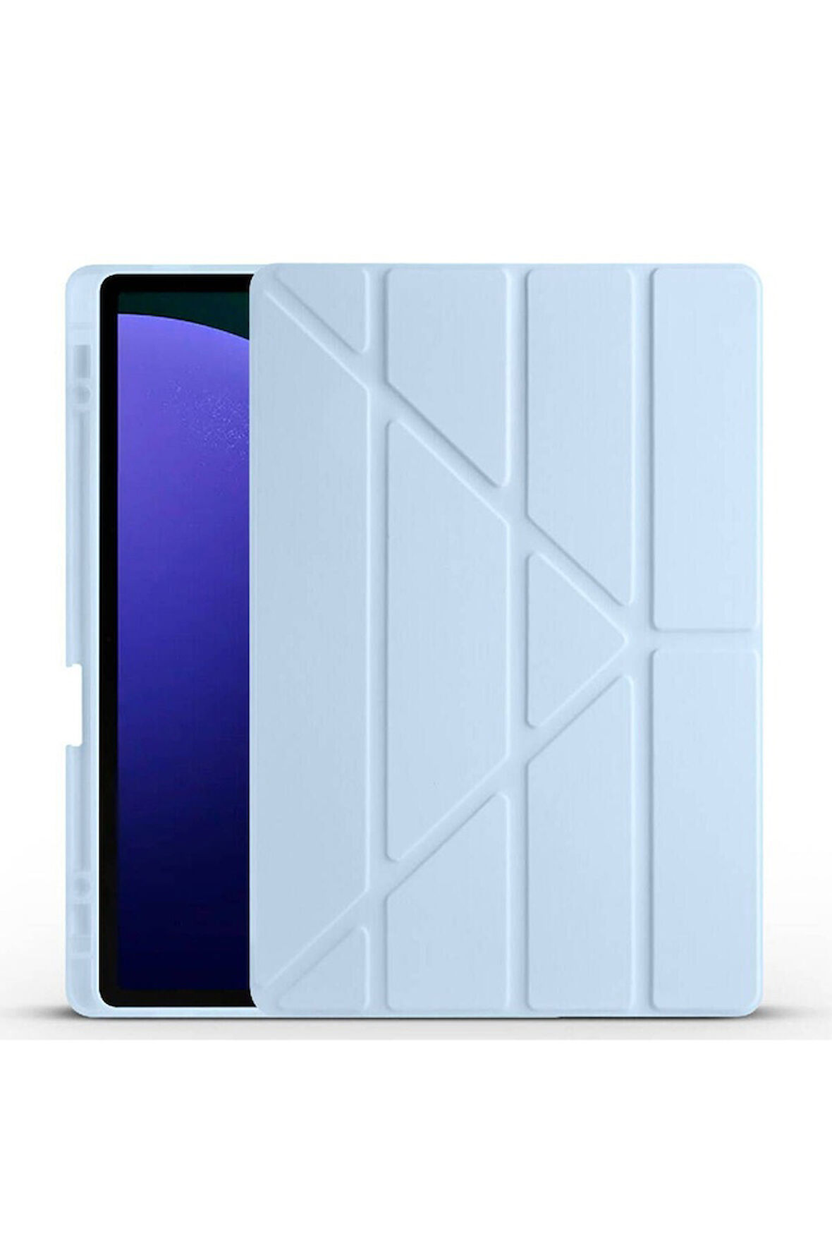 Samsung Galaxy Tab S9 FE Uyumlu Kılıf Zore Tri Folding Kalem Bölmeli Standlı Kılıf Lacivert