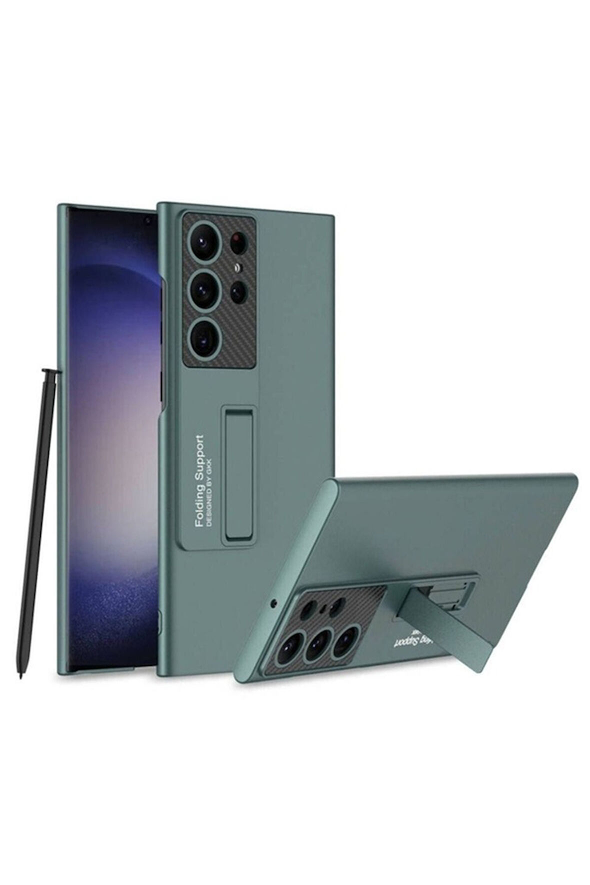 Samsung Galaxy S24 Ultra Uyumlu Kılıf Zore Standlı Ays Kapak Yeşil