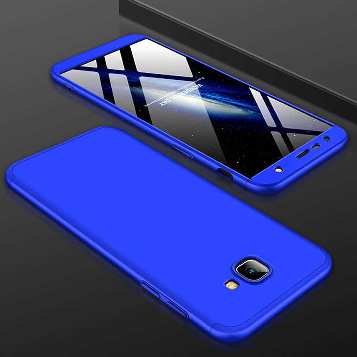 Samsung Galaxy J4 Plus Uyumlu Kılıf Zore Ays Kapak Siyah-Mavi
