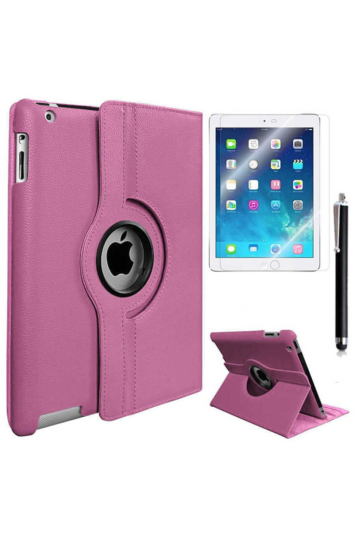 Apple iPad 2 3 4 Uyumlu Zore Dönebilen Standlı Kılıf Pembe Açık