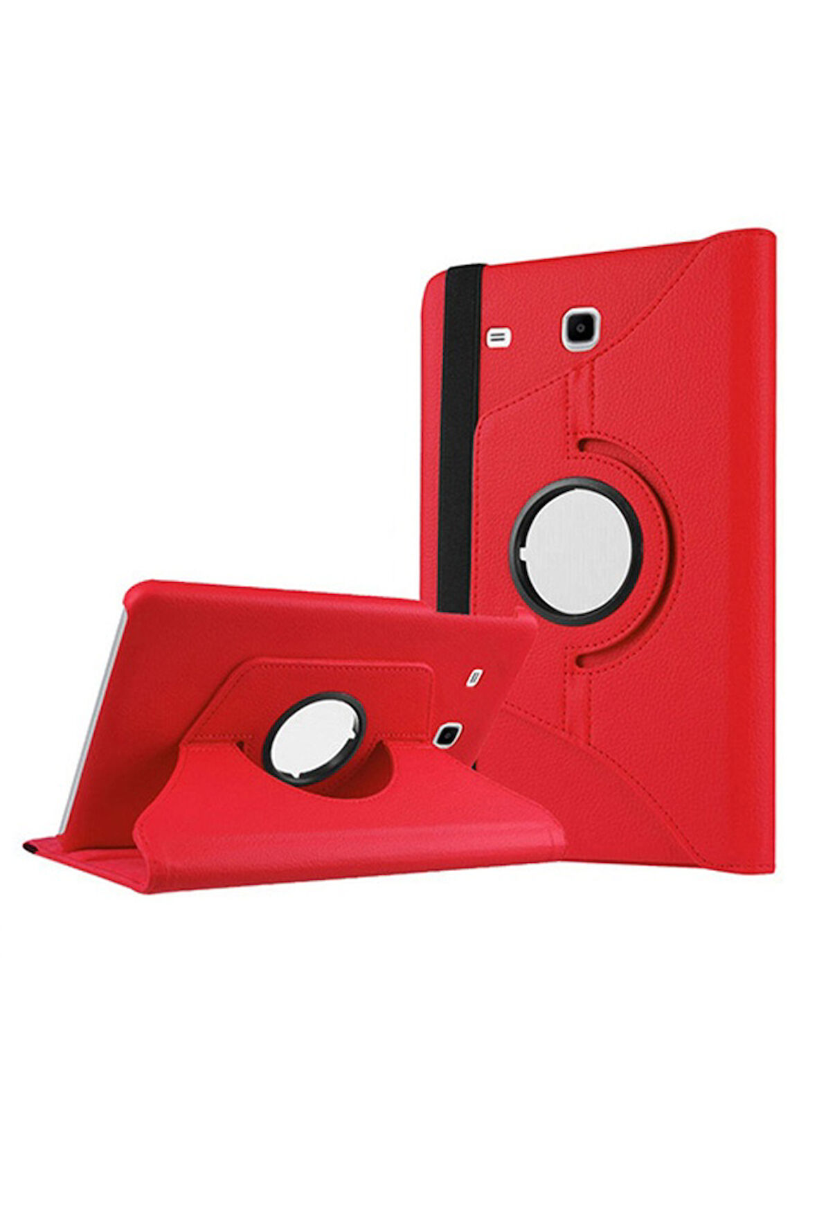 Samsung Galaxy Tab E T560 9.6 Uyumlu Zore Dönebilen Standlı Kılıf Kırmızı