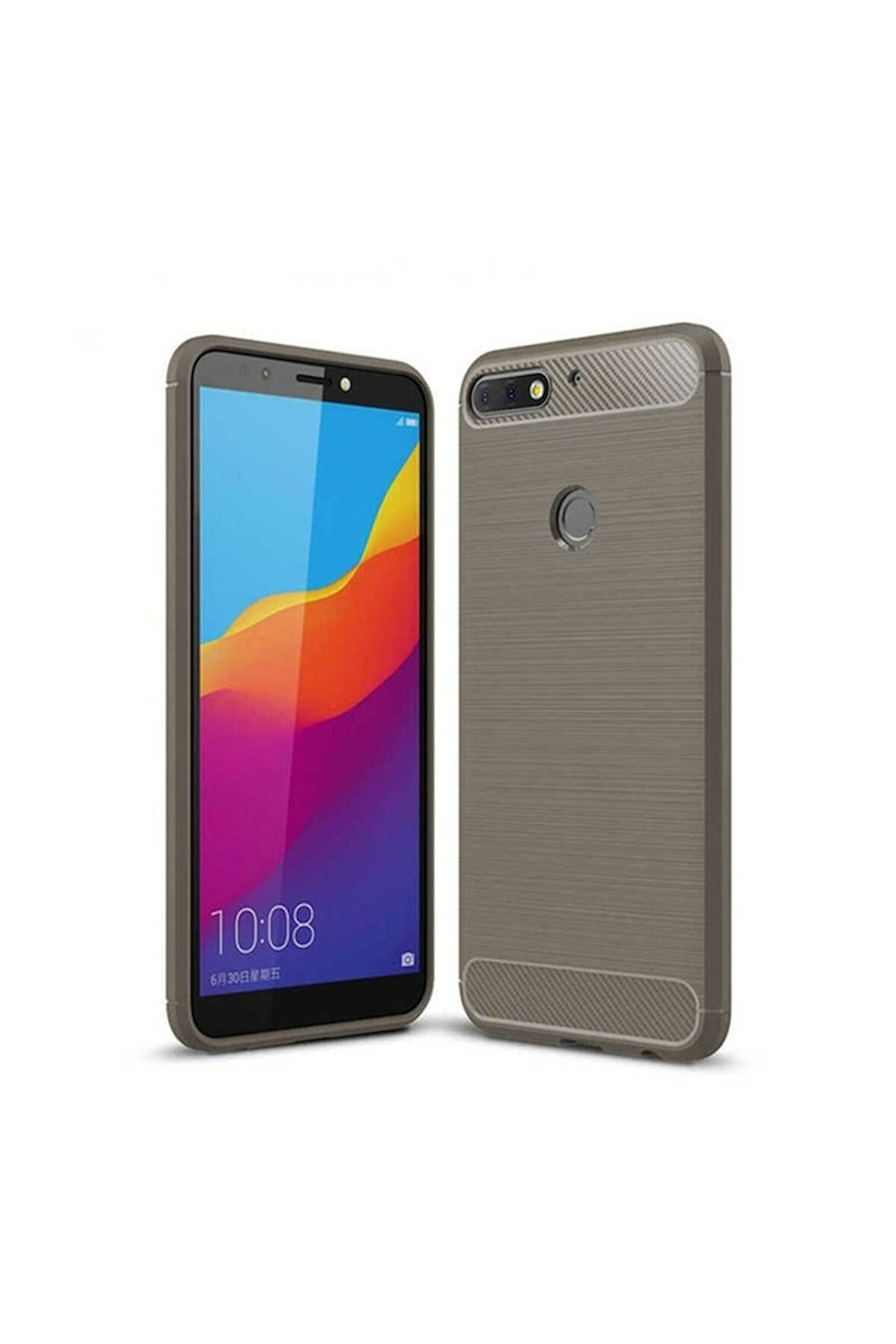 Huawei Y7 2018 Uyumlu Kılıf Zore Room Silikon Kapak Gri