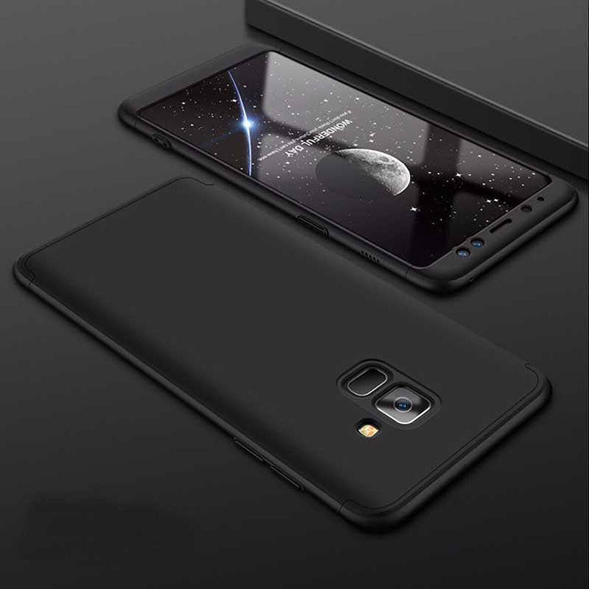 Samsung Galaxy A6 2018 Uyumlu Kılıf Zore Ays Kapak Siyah-Kırmızı