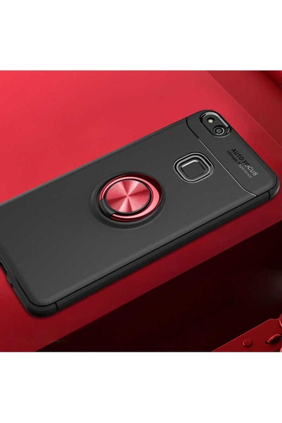 Huawei P10 Lite Uyumlu Kılıf Zore Ravel Silikon Kapak Siyah-Kırmızı