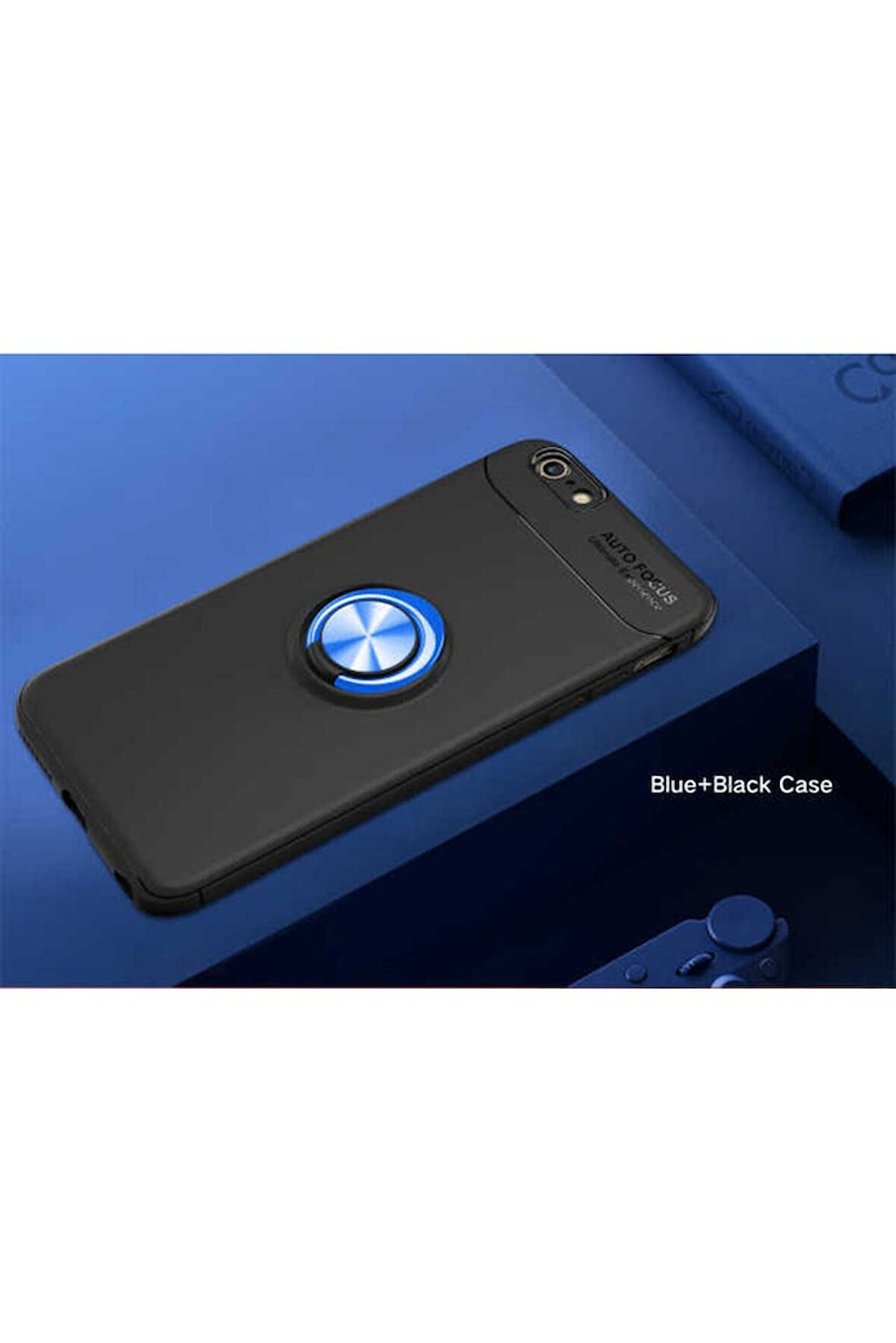 Apple iPhone 8 Uyumlu Kılıf Zore Ravel Silikon Kapak Siyah-Mavi