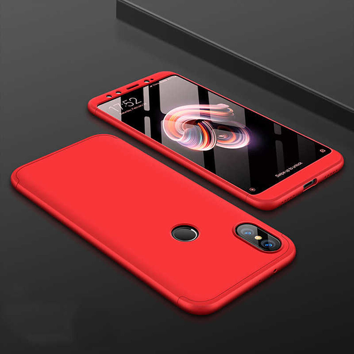 Xiaomi Redmi Note 5 Pro Uyumlu Kılıf Zore Ays Kapak Siyah-Kırmızı