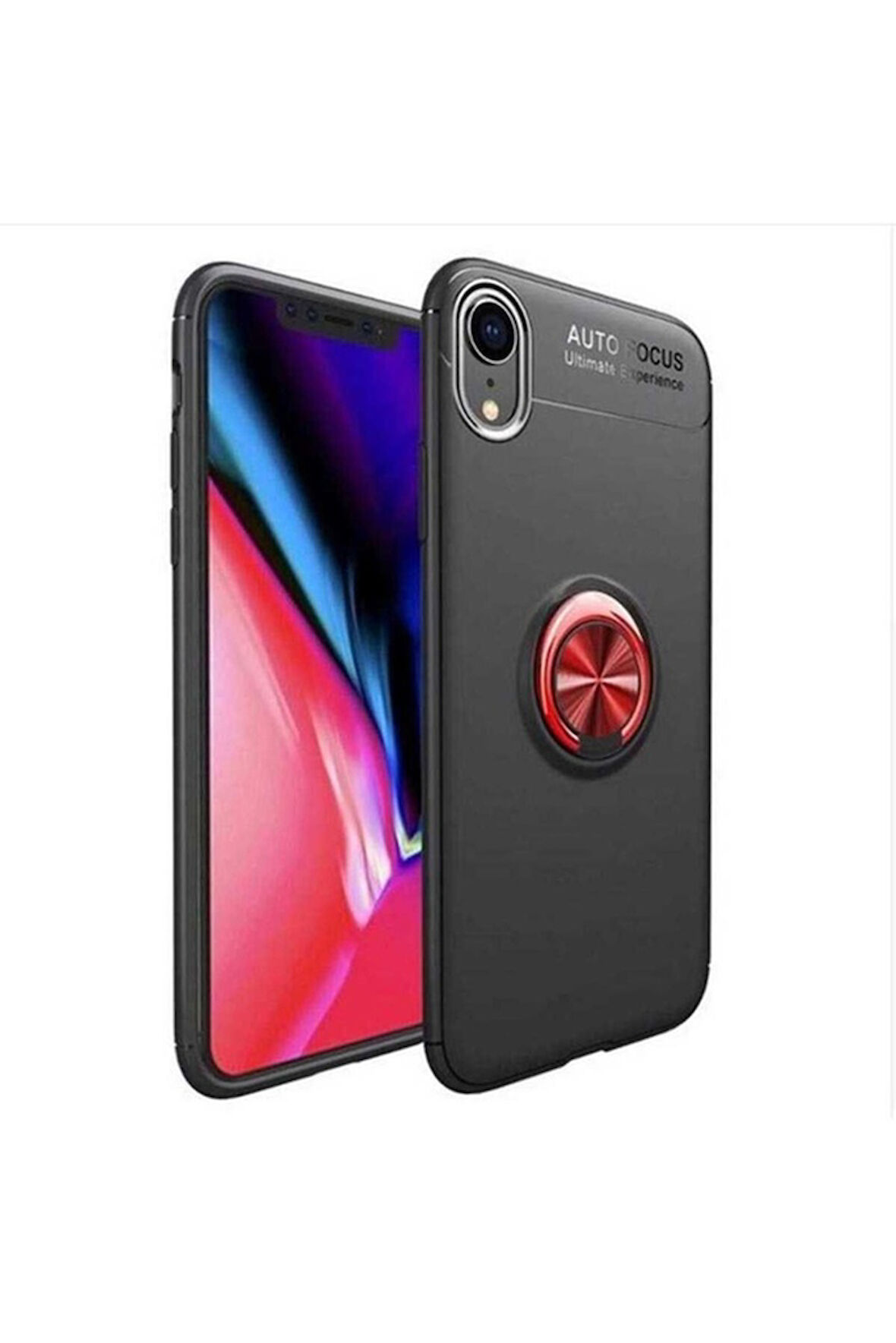 Apple iPhone XR Uyumlu Kılıf Zore Ravel Silikon Kapak Siyah-Kırmızı