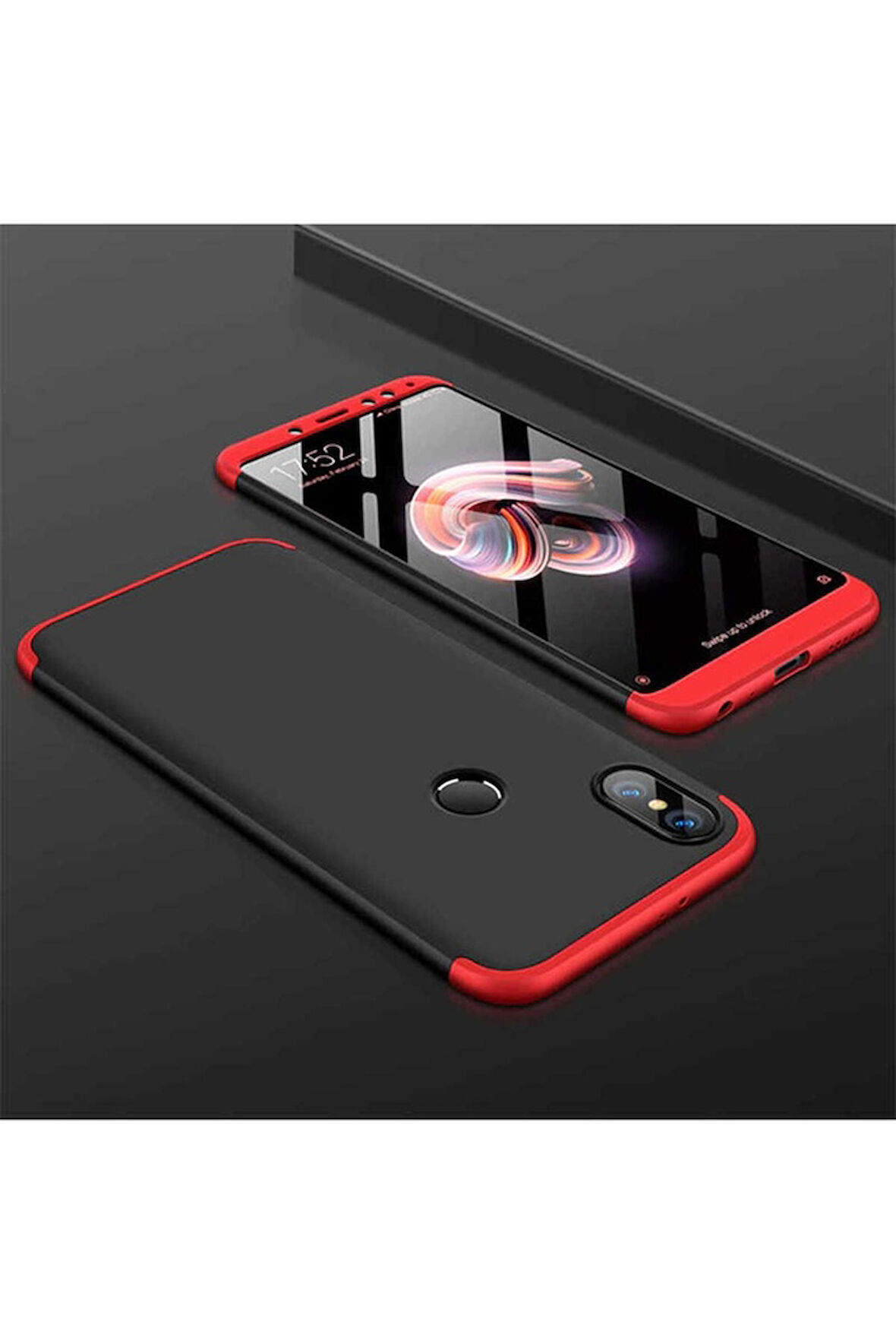 Xiaomi Redmi Note 6 Pro Uyumlu Kılıf Zore Ays Kapak Siyah-Kırmızı