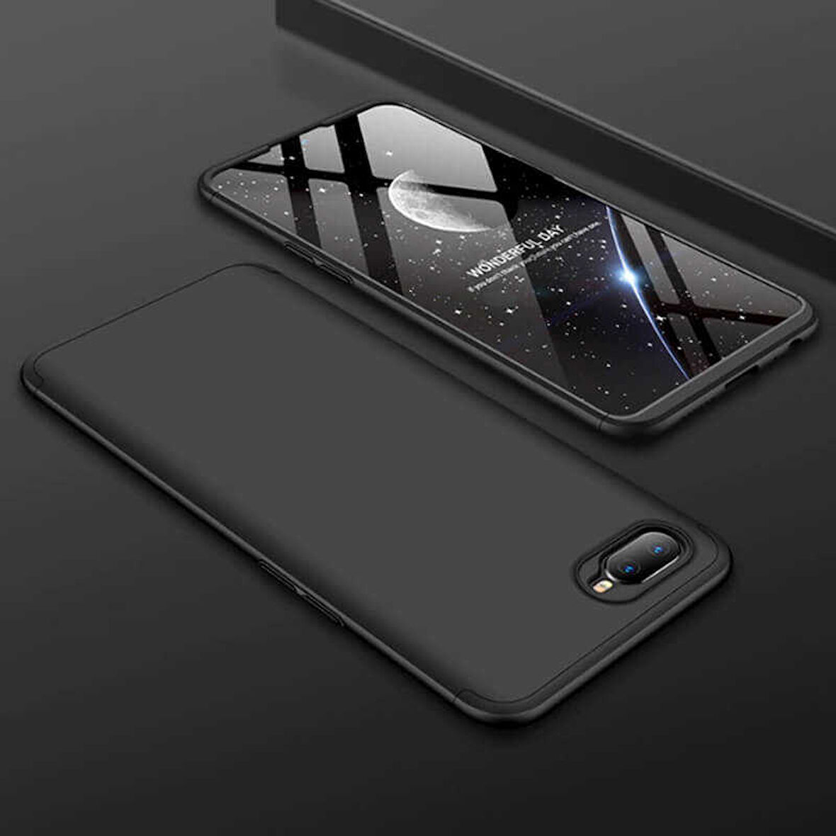 Oppo AX7 Uyumlu Kılıf Zore Ays Kapak Siyah-Mavi