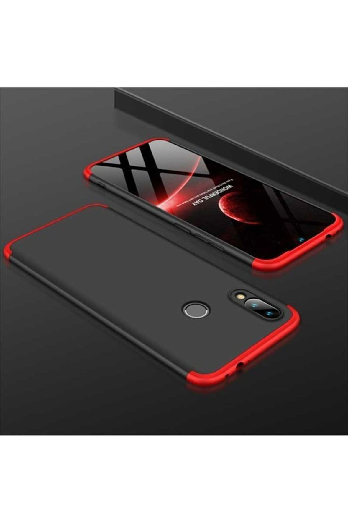 Huawei P Smart 2019 Uyumlu Kılıf Zore Ays Kapak Siyah-Kırmızı