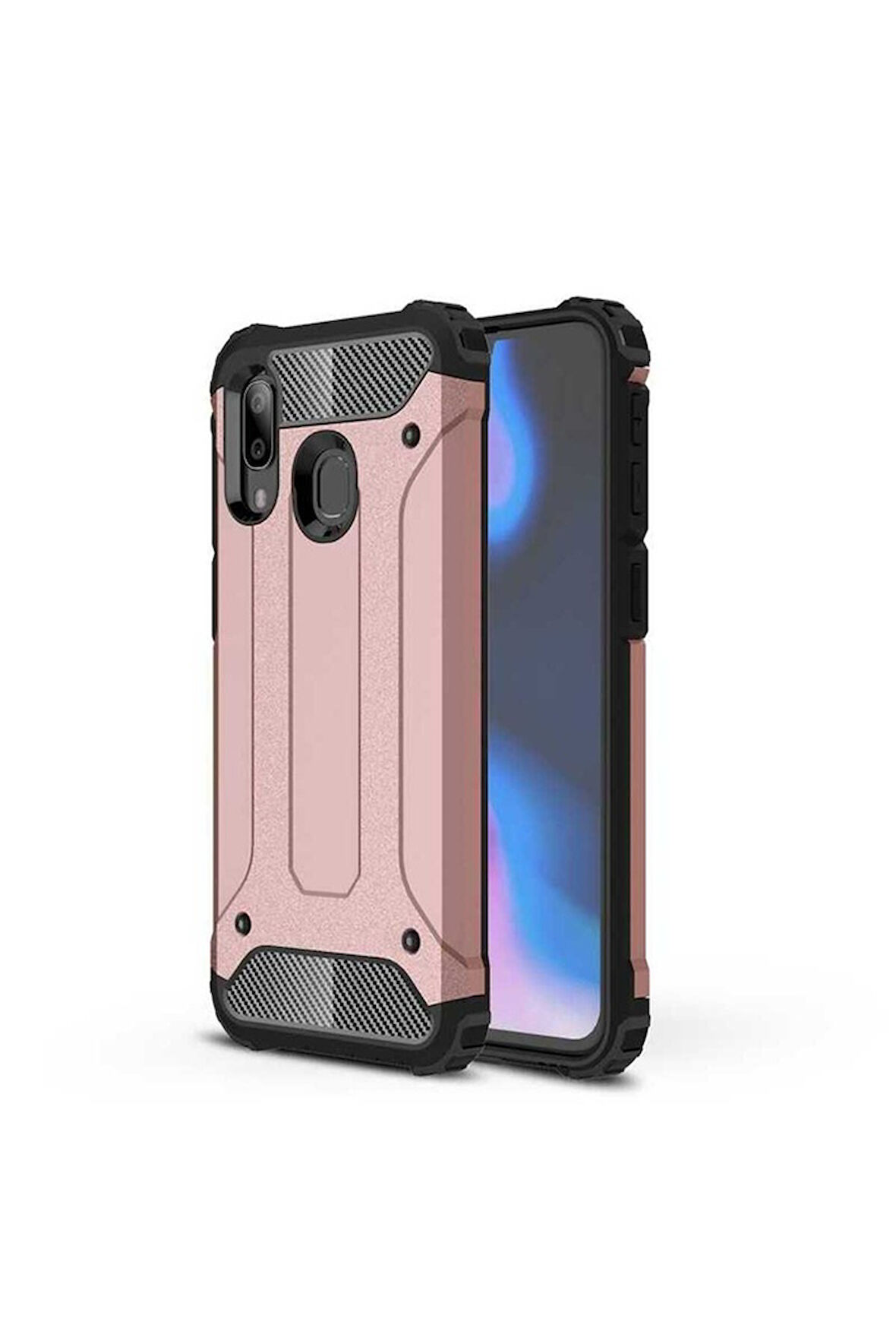 Samsung Galaxy A20 Uyumlu Kılıf Zore Crash Silikon Kapak Rose Gold