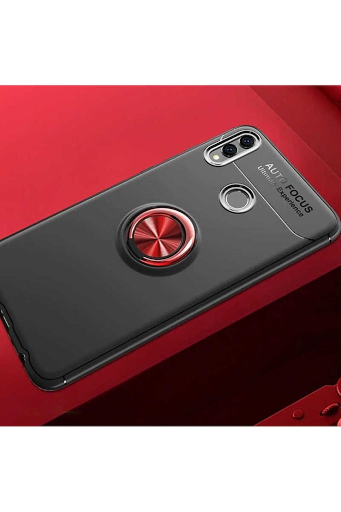 Huawei Honor 8C Uyumlu Kılıf Zore Ravel Silikon Kapak Siyah-Kırmızı