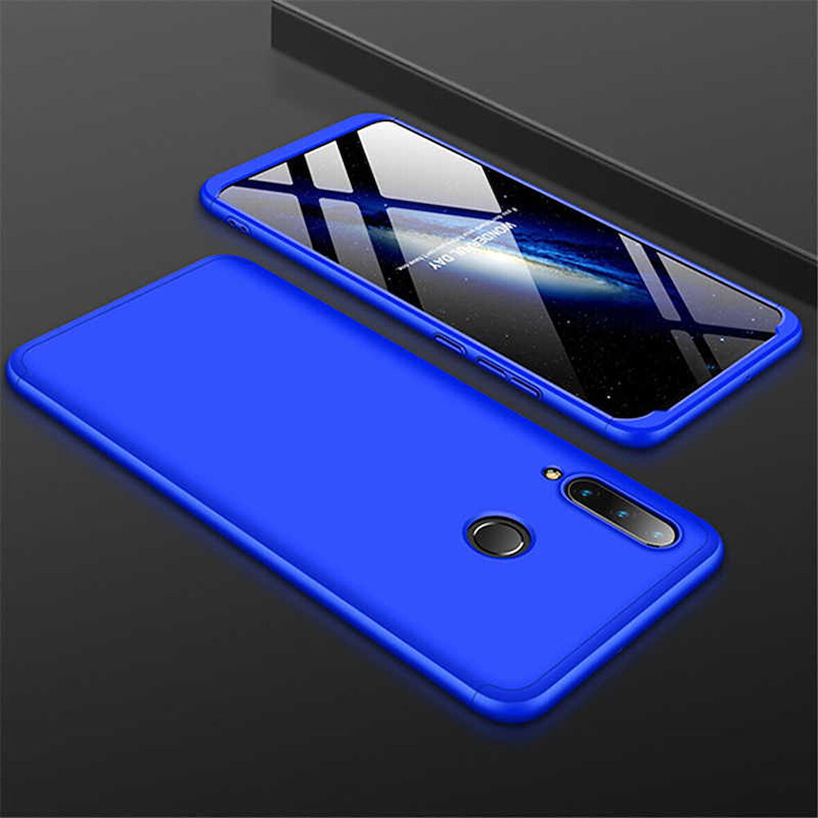 Huawei P30 Lite Uyumlu Kılıf Zore Ays Kapak Siyah-Mavi