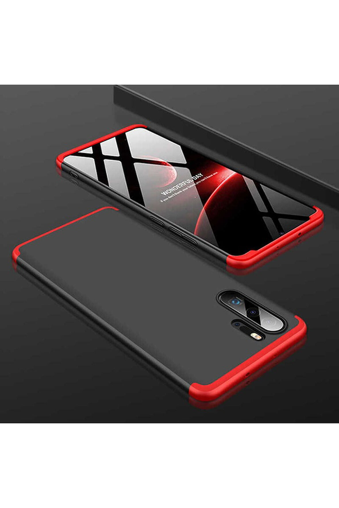 Huawei P30 Pro Uyumlu Kılıf Zore Ays Kapak Siyah-Kırmızı