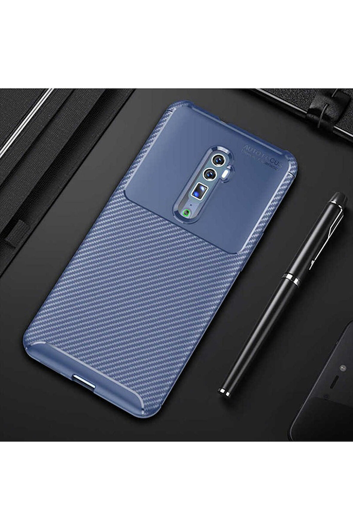 Oppo Reno 10X Zoom Uyumlu Kılıf Zore Negro Silikon Kapak Lacivert