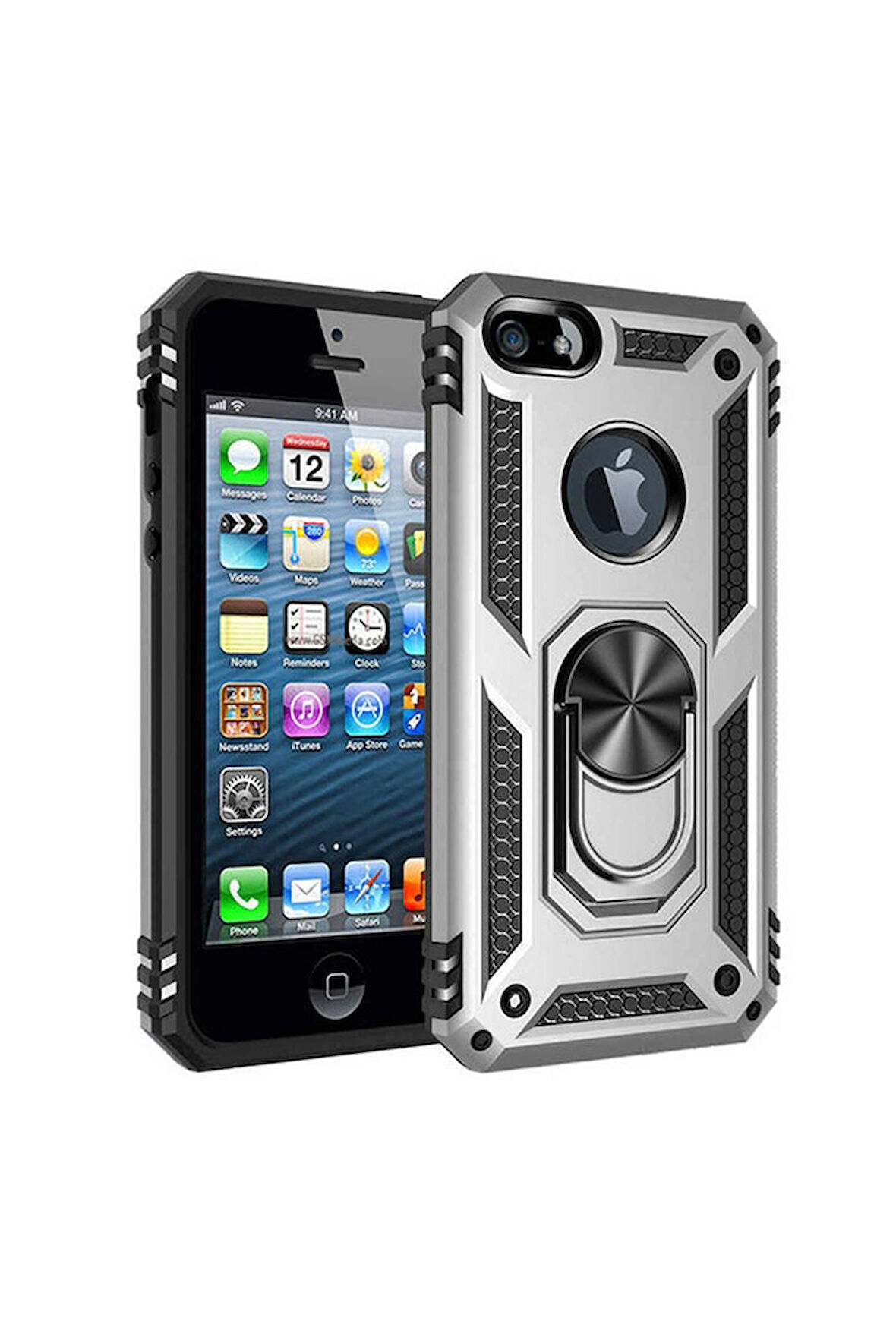 Apple iPhone 5 Uyumlu Kılıf Zore Vega Kapak Gri