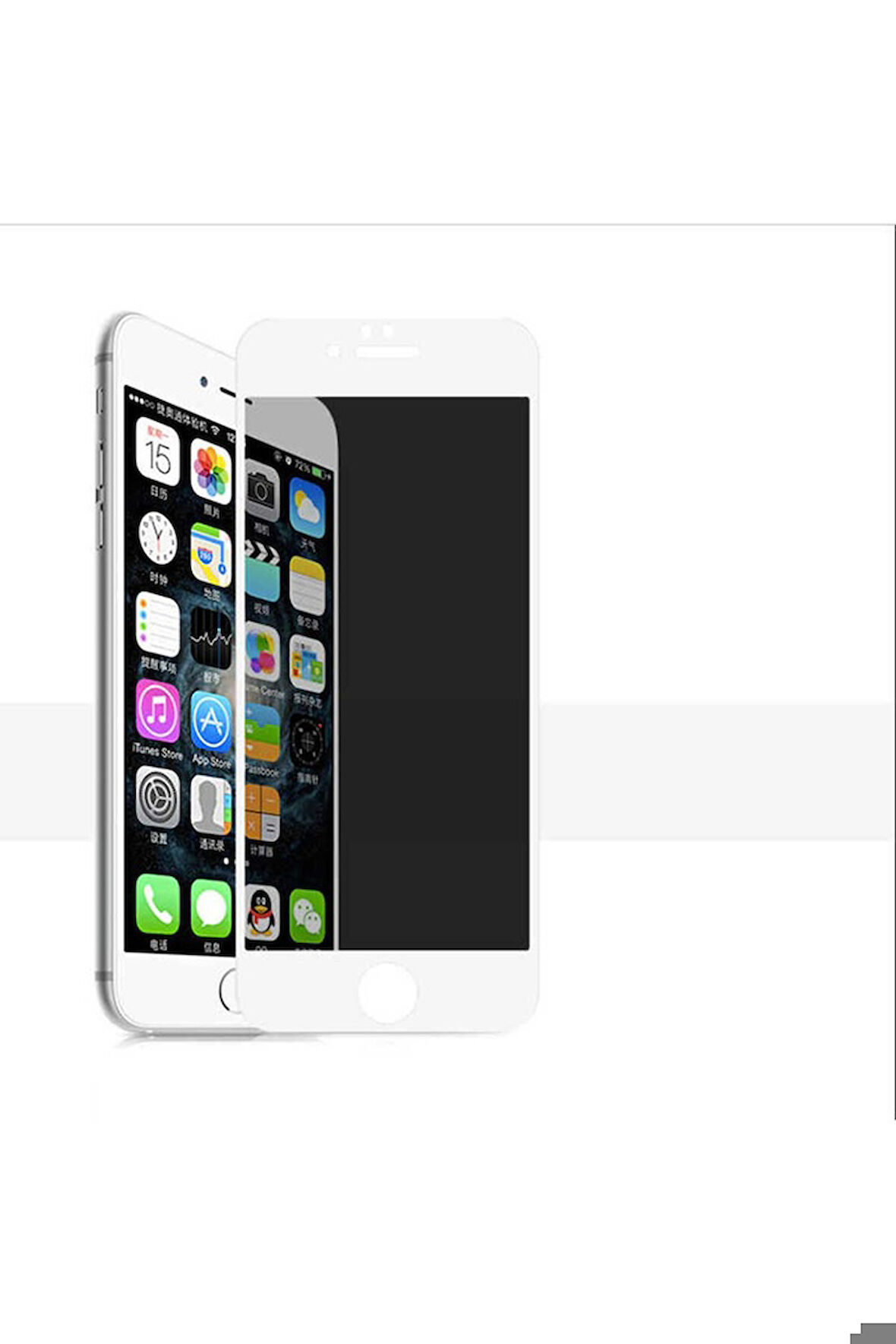 Apple iPhone 6 Uyumlu Zore Kor Privacy Cam Ekran Koruyucu Beyaz
