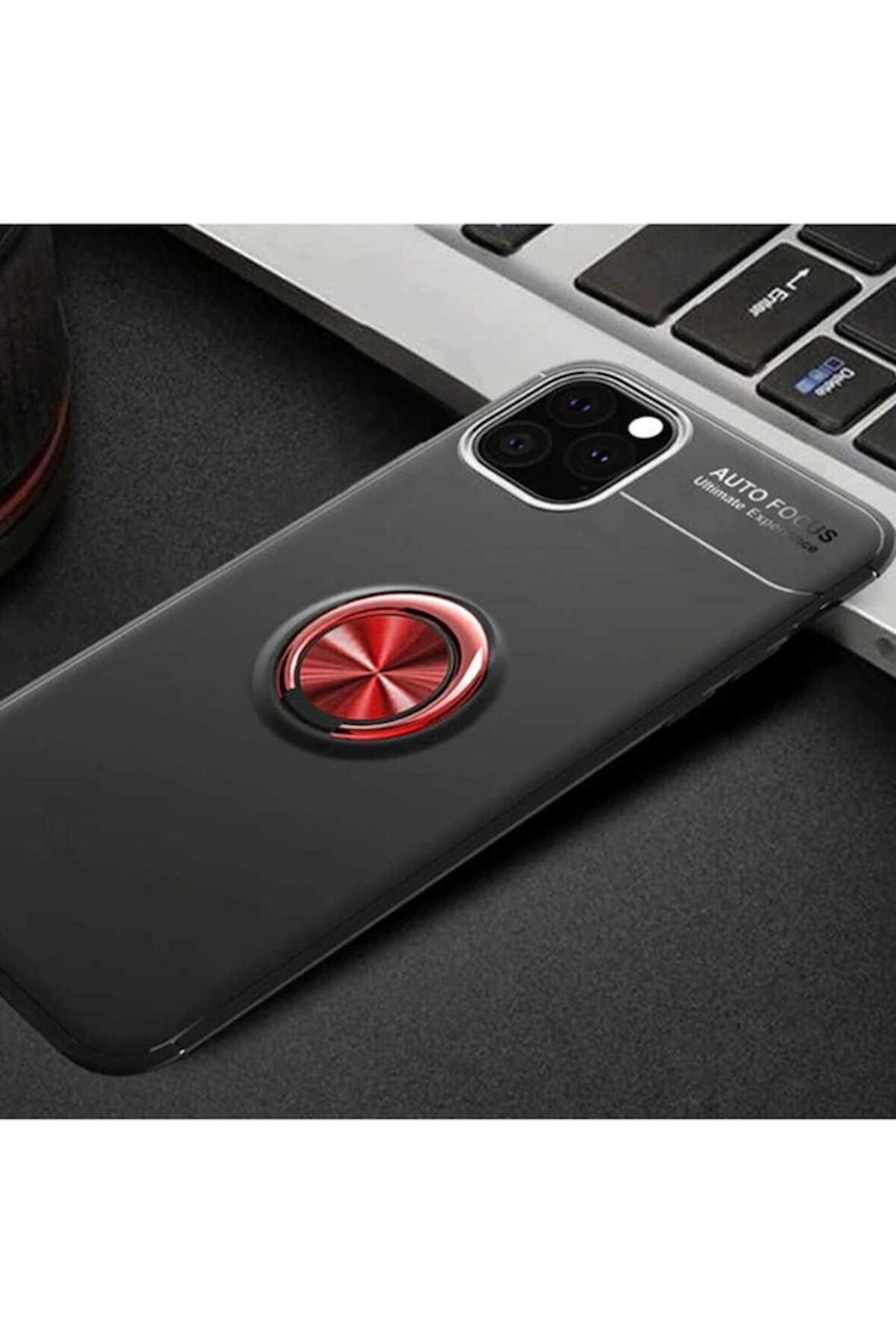 Apple iPhone 11 Pro Uyumlu Kılıf Zore Ravel Silikon Kapak Siyah-Kırmızı