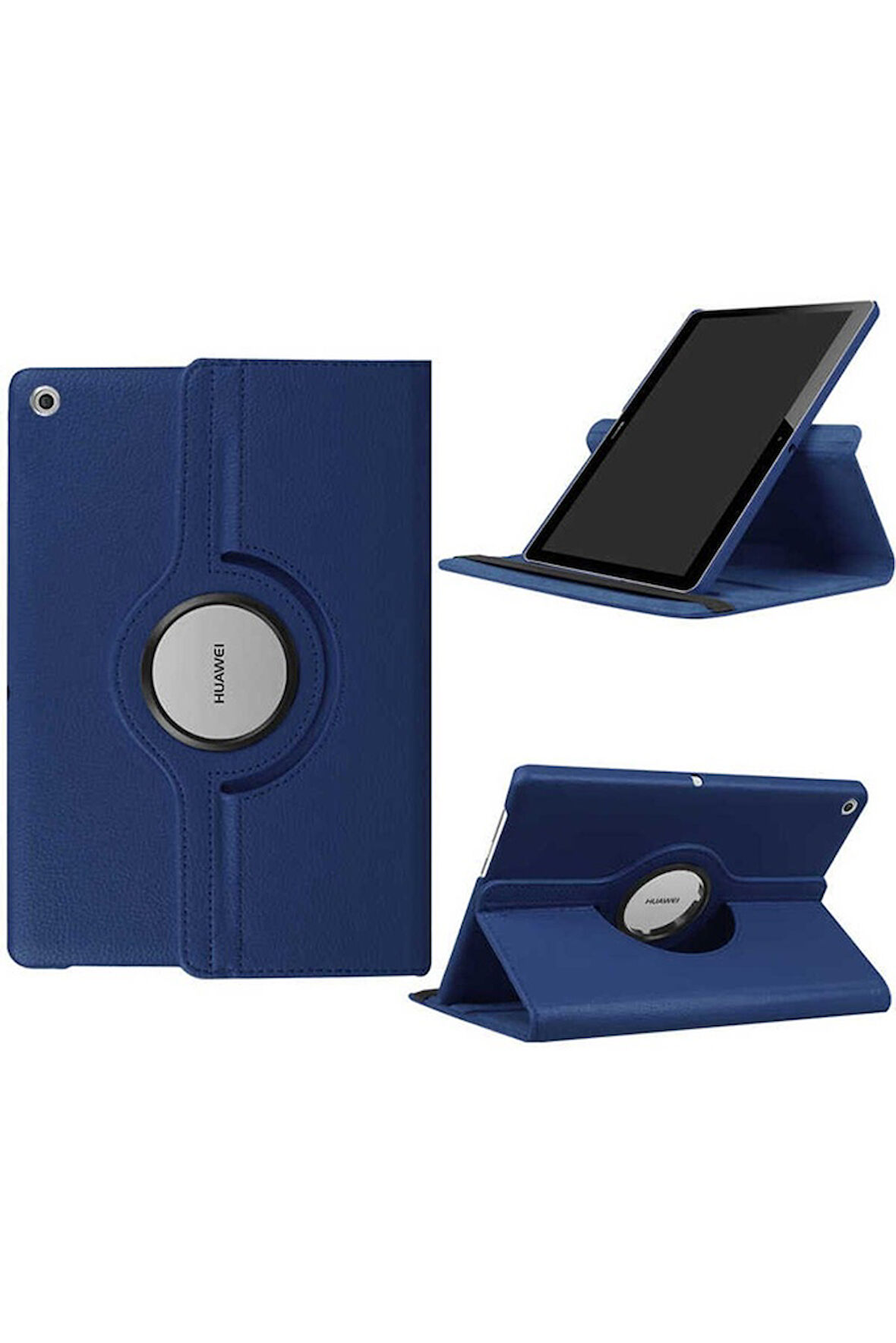 Huawei T3 7 inç Uyumlu Zore Dönebilen Standlı Kılıf Lacivert