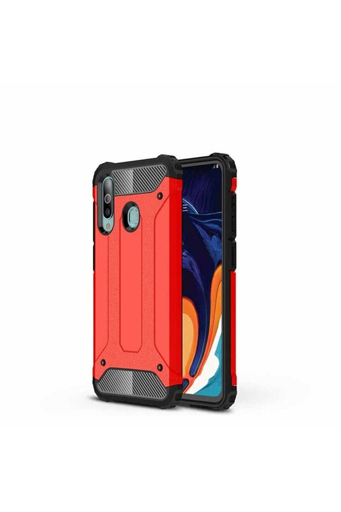 Samsung Galaxy A20S Uyumlu Kılıf Zore Crash Silikon Kapak Kırmızı