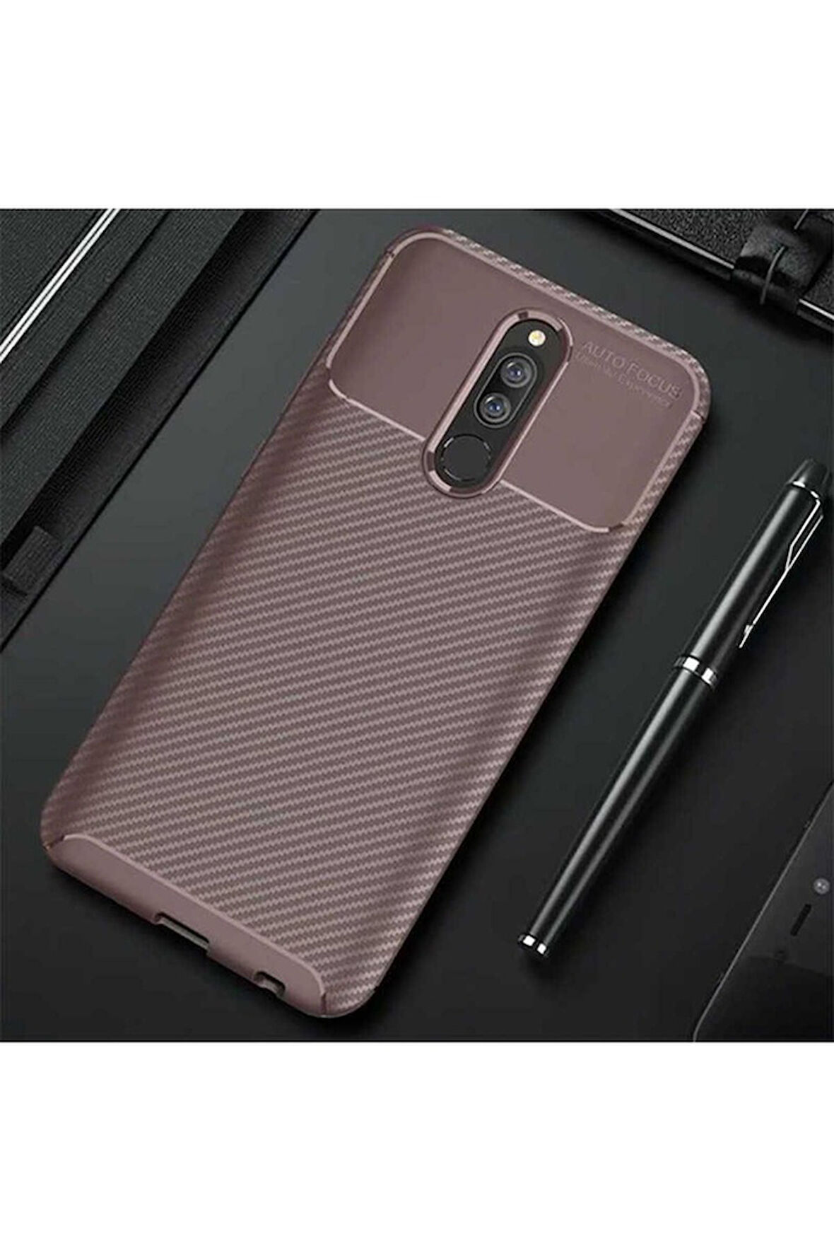 Xiaomi Redmi 8 Uyumlu Kılıf Zore Negro Silikon Kapak Kahverengi