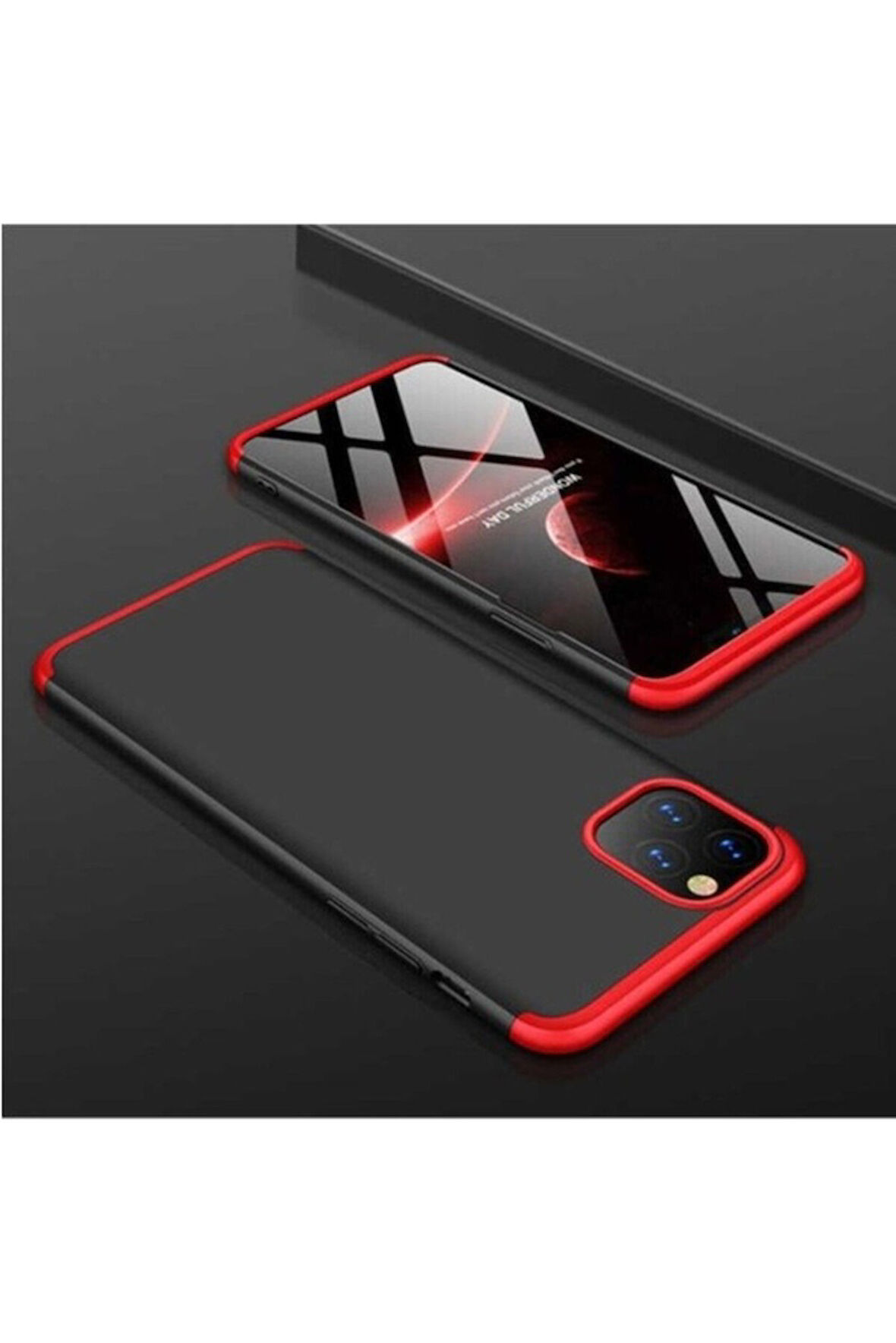 Apple iPhone 11 Pro Uyumlu Kılıf Zore Ays Kapak Siyah-Kırmızı