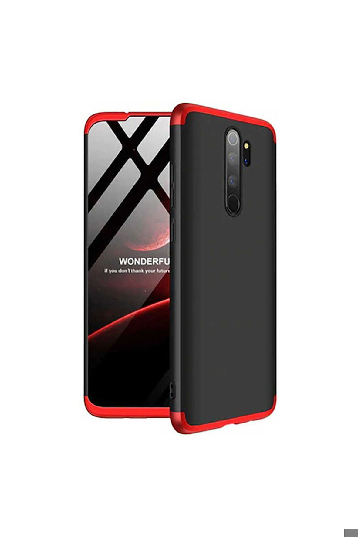 Xiaomi Redmi Note 8 Pro Uyumlu Kılıf Zore Ays Kapak Siyah-Kırmızı