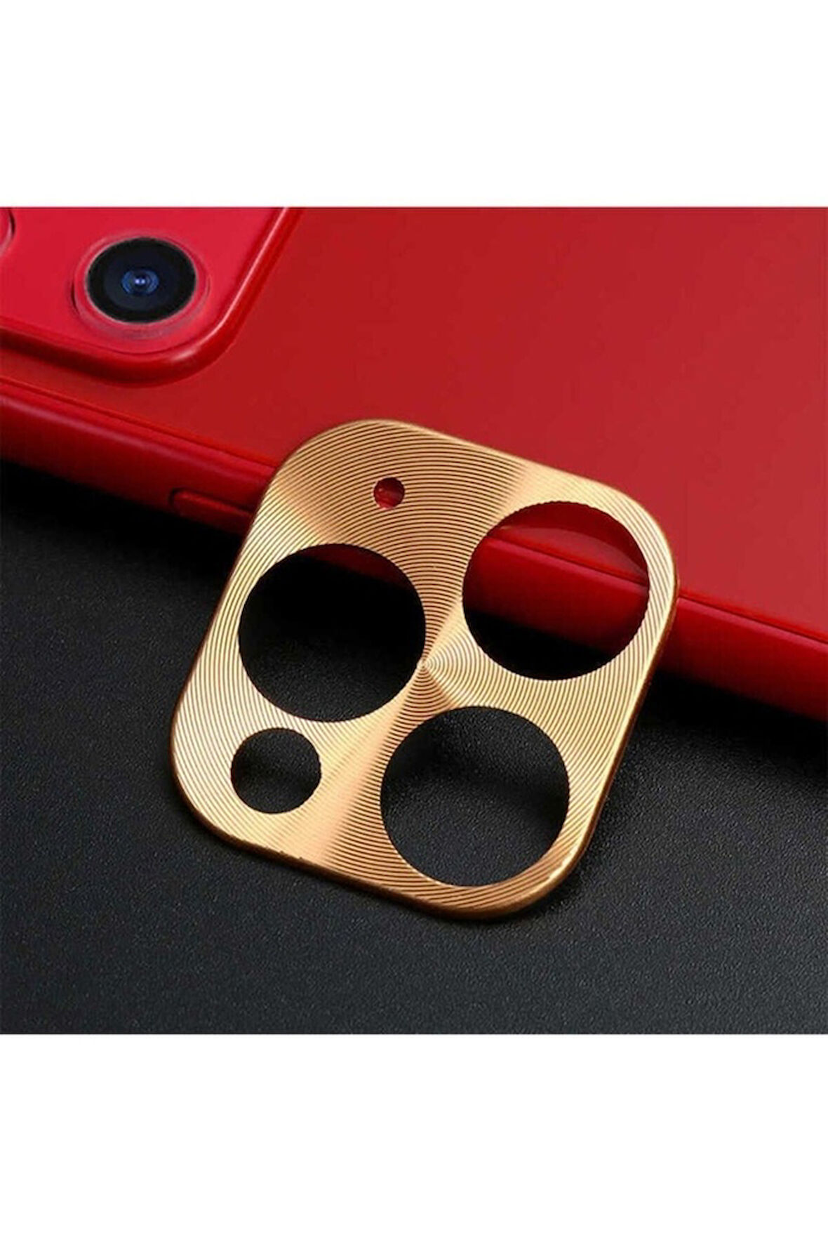 Apple iPhone 11 Pro Uyumlu Zore Metal Kamera Koruyucu Gold
