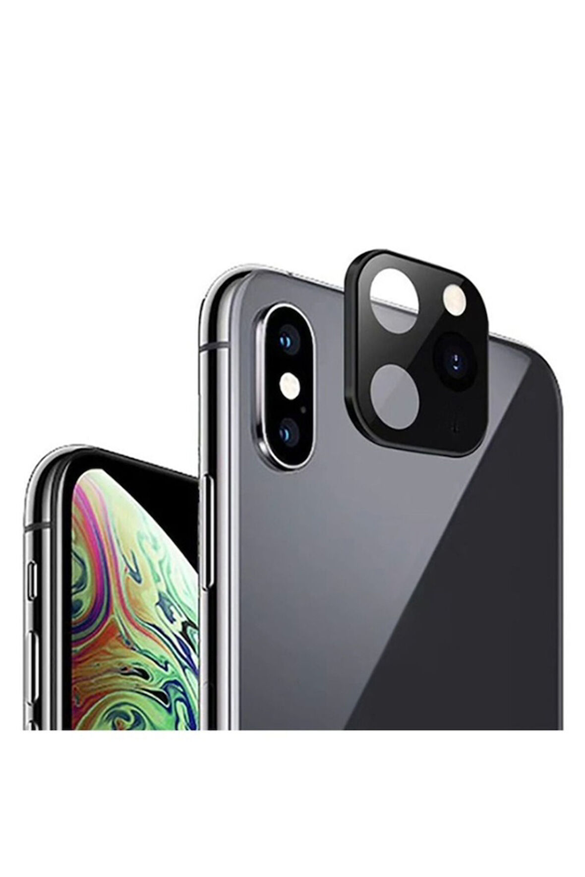 Apple iPhone X Uyumlu CP-03 Zore iPhone 11 Pro Max Kamera Lens Dönüştürücü Siyah