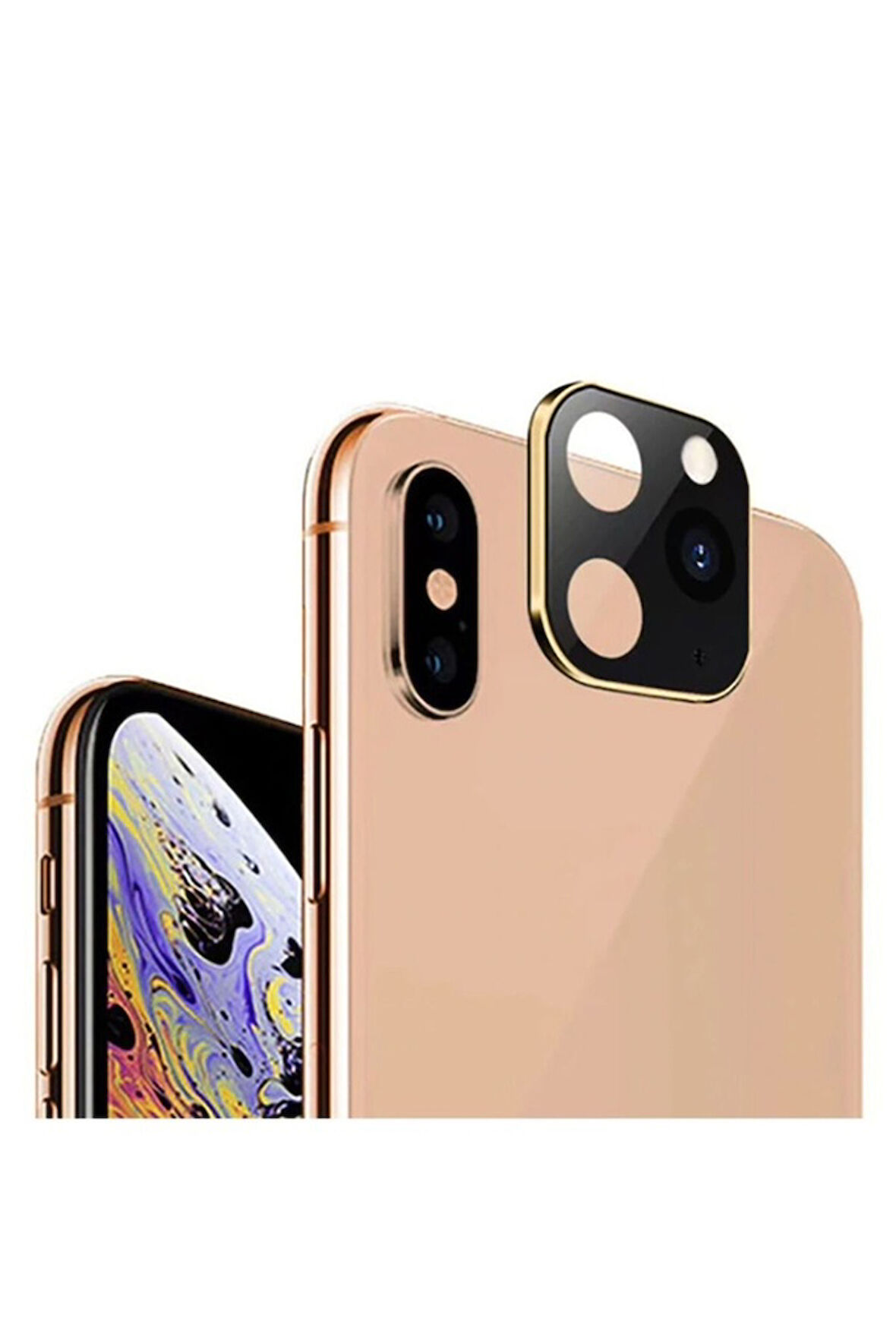Apple iPhone X Uyumlu CP-03 Zore iPhone 11 Pro Max Kamera Lens Dönüştürücü Gold