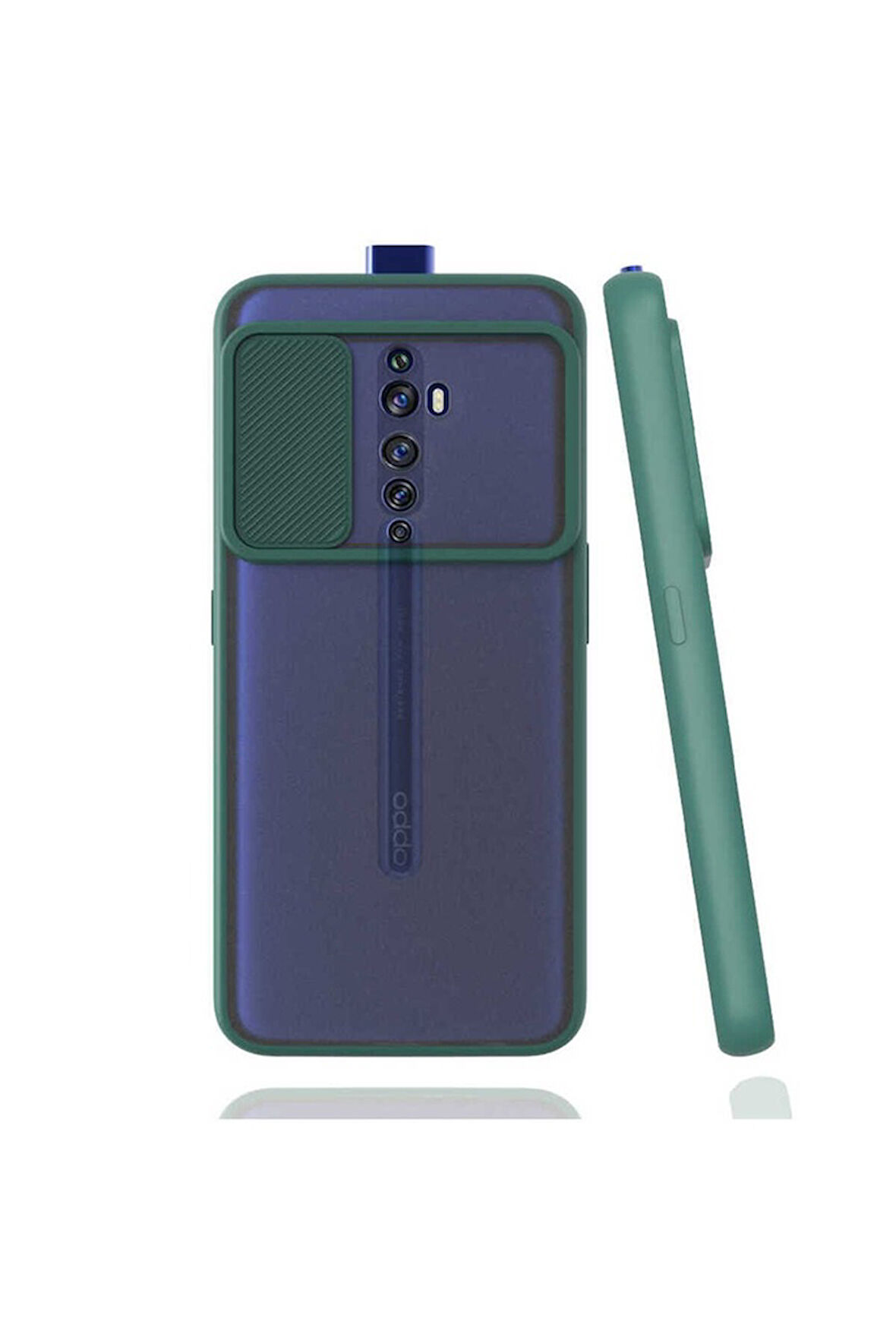 Oppo Reno 2Z Uyumlu Kılıf Zore Lensi Kapak Koyu Yeşil