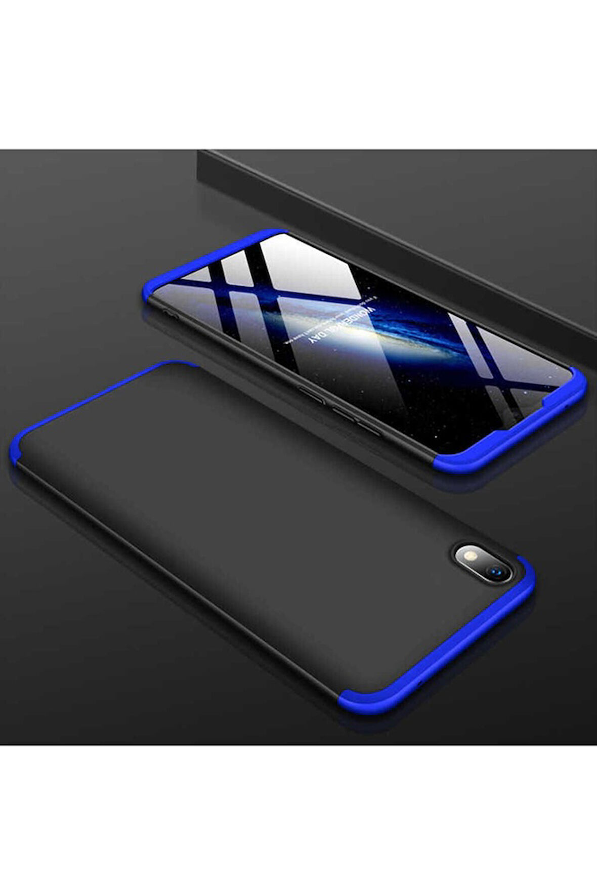 Xiaomi Redmi 7A Uyumlu Kılıf Zore Ays Kapak Siyah-Mavi