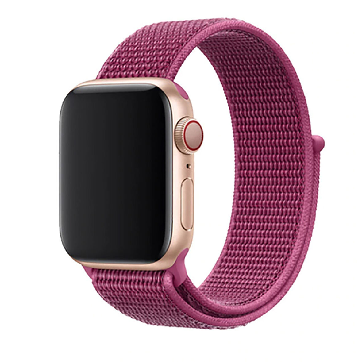 Apple Watch 42mm Uyumlu Kordon Hasır Örgü Cırt Cırtlı Terletmeyen Zore KRD-03 Kumaş Kayış 41-Dragon Fruit