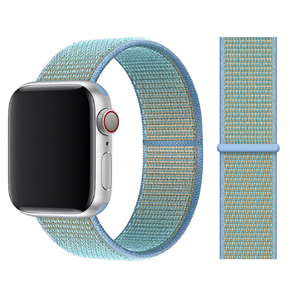 Apple Watch 40mm Uyumlu Kordon Hasır Örgü Cırt Cırtlı Terletmeyen Zore KRD-03 Kumaş Kayış 42-Corn Flower