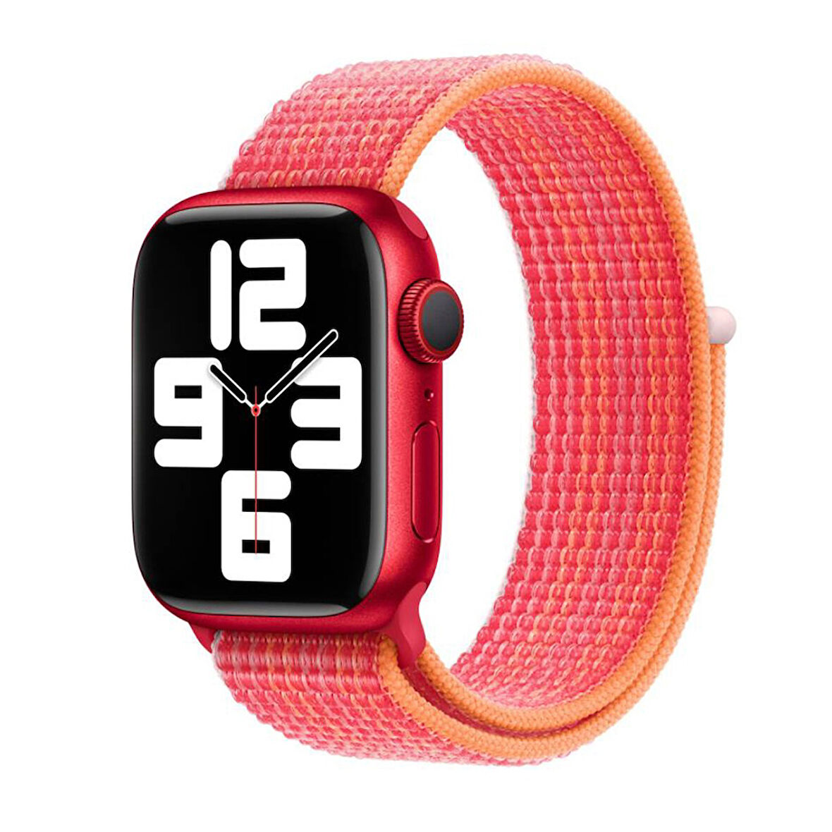 Apple Watch 38mm Uyumlu Kordon Hasır Örgü Cırt Cırtlı Terletmeyen Zore KRD-03 Kumaş Kayış Stripe Red