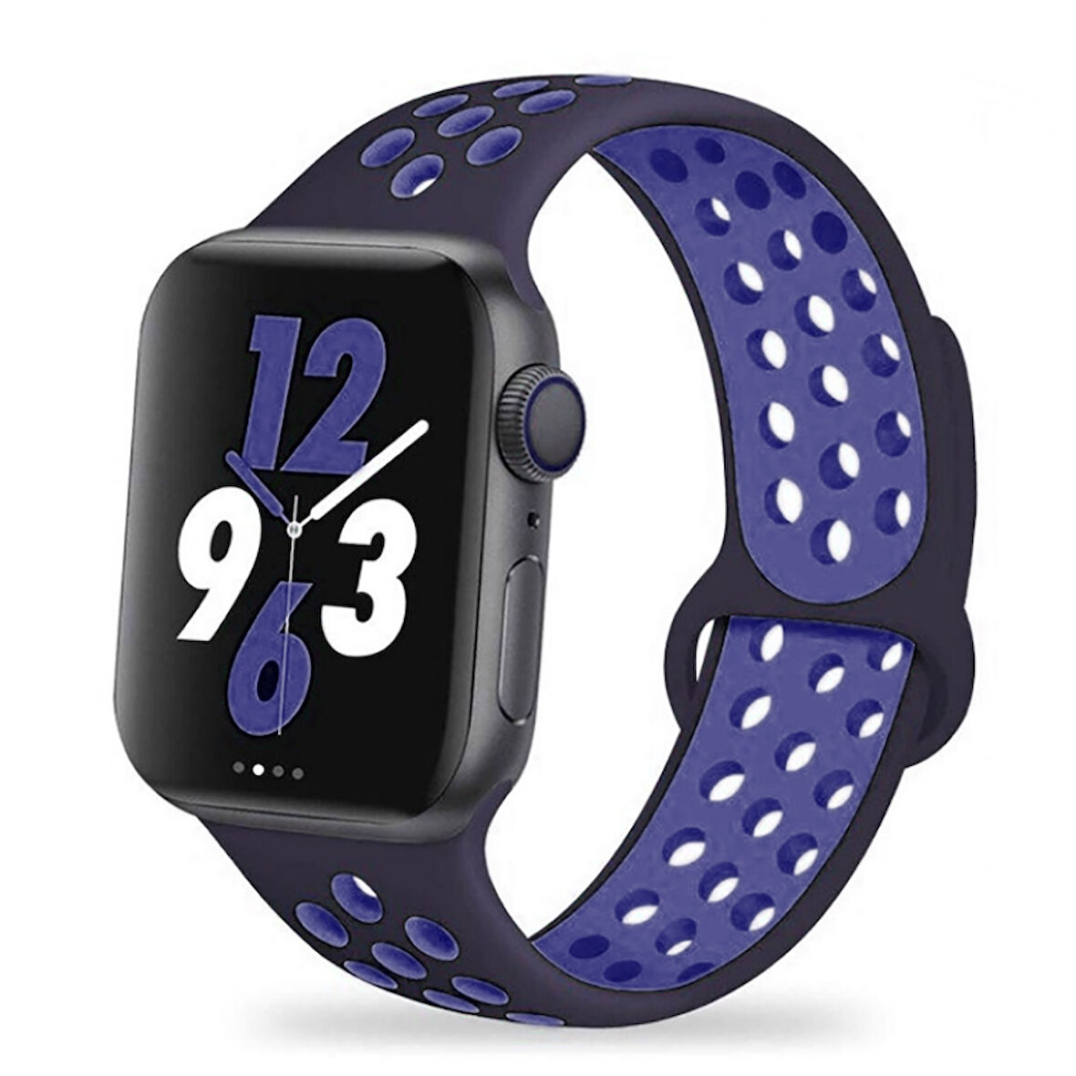 Apple Watch 42mm Uyumlu Kordon Silikon Esnek Yumuşak Delikli Spor KRD-02 Kayış NO8