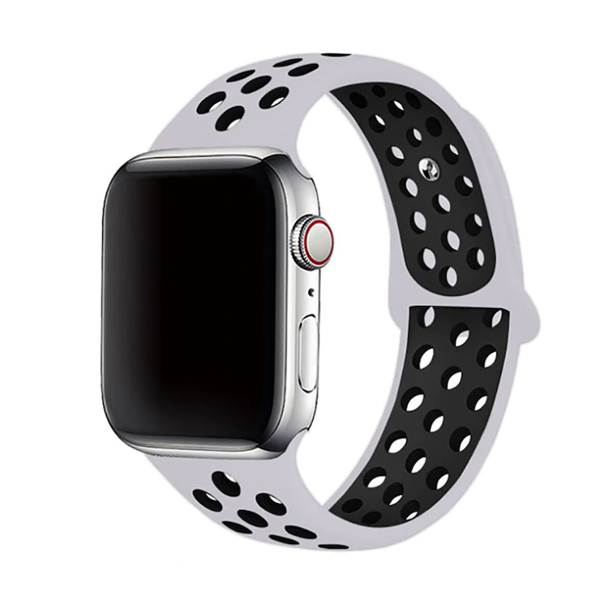 Apple Watch 42mm Uyumlu Kordon Silikon Esnek Yumuşak Delikli Spor KRD-02 Kayış NO33