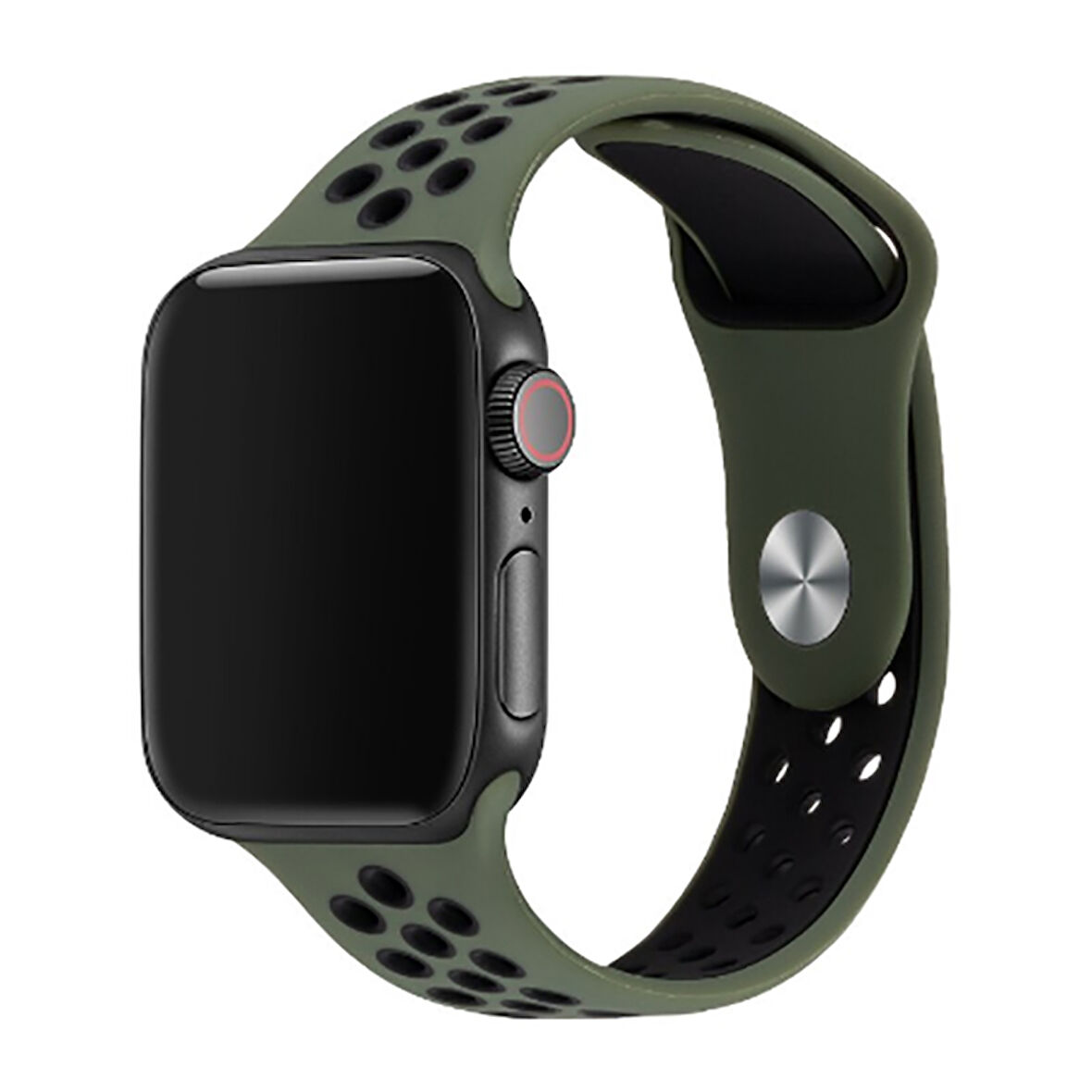 Apple Watch 44mm Uyumlu Kordon Silikon Esnek Yumuşak Delikli Spor KRD-02 Kayış NO30