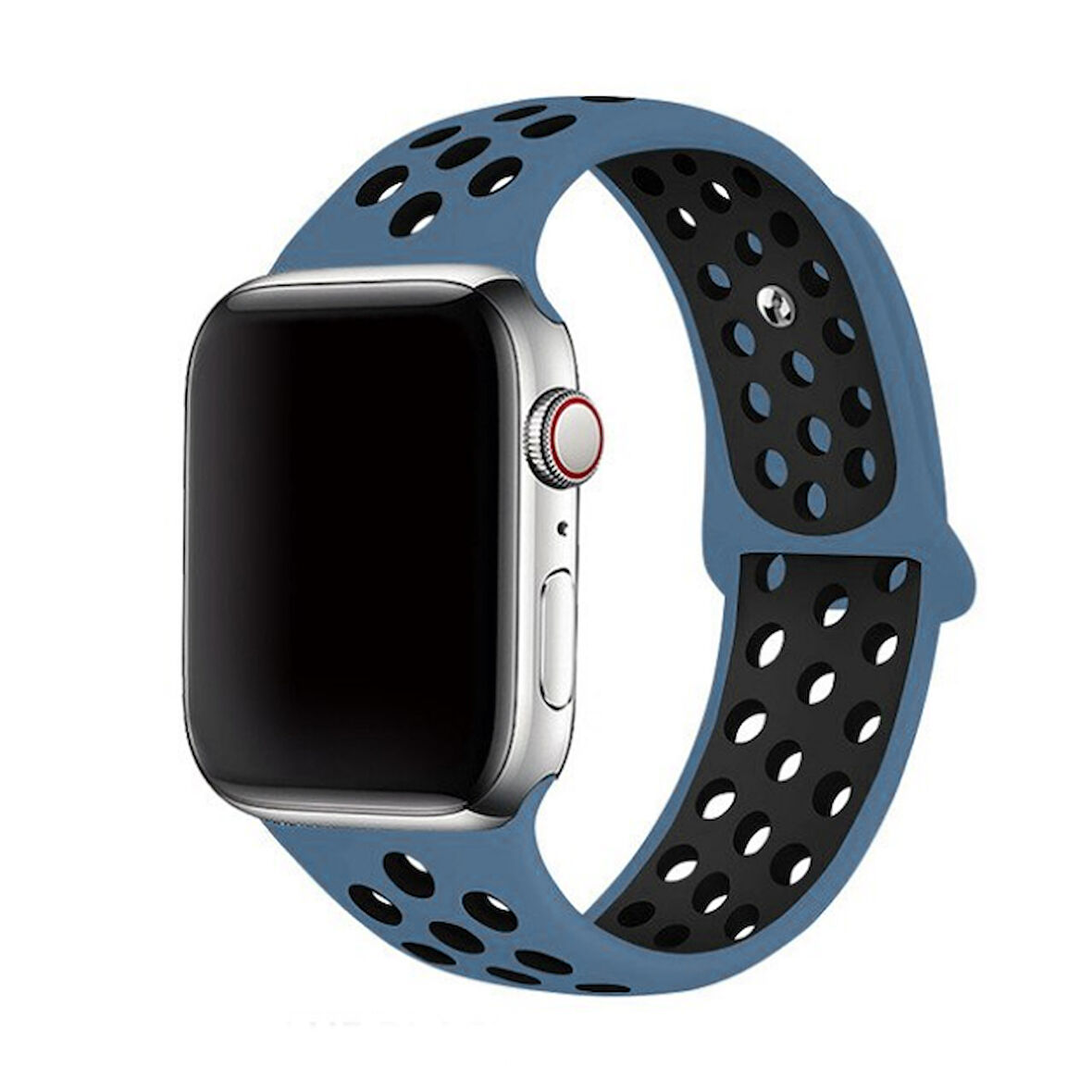 Apple Watch 44mm Uyumlu Kordon Silikon Esnek Yumuşak Delikli Spor KRD-02 Kayış NO40